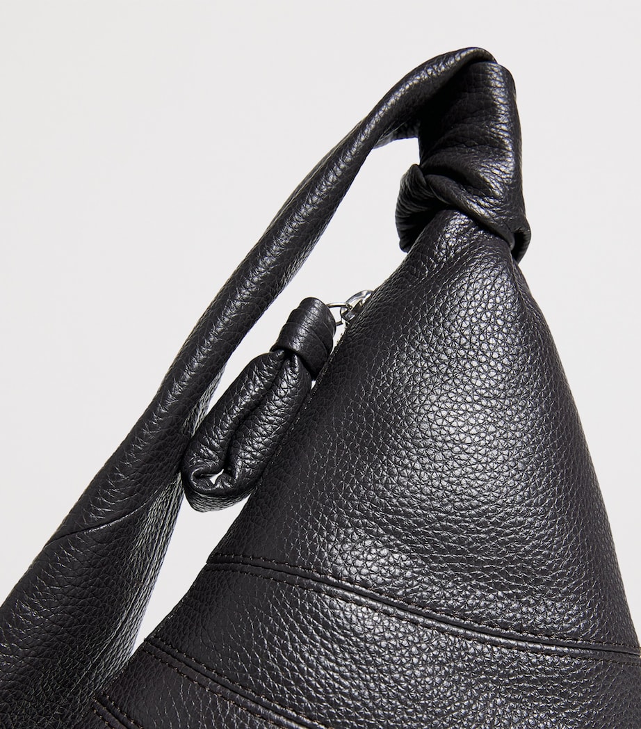 Small Grained Leather Croissant Cross-Body Bag BR490 DARK CHOCOLATE Image 4