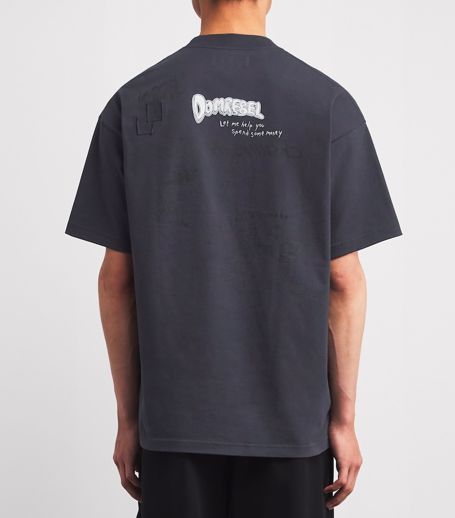 DOMREBEL Mens Cotton Expensive Taste T-Shirt Old Black Image 4