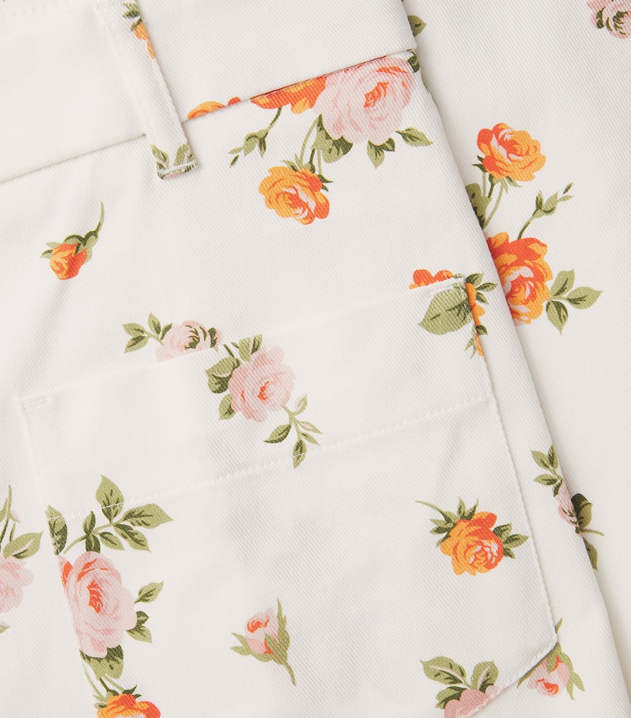 Stretch-Cotton Floral Trousers WHITE Image 5