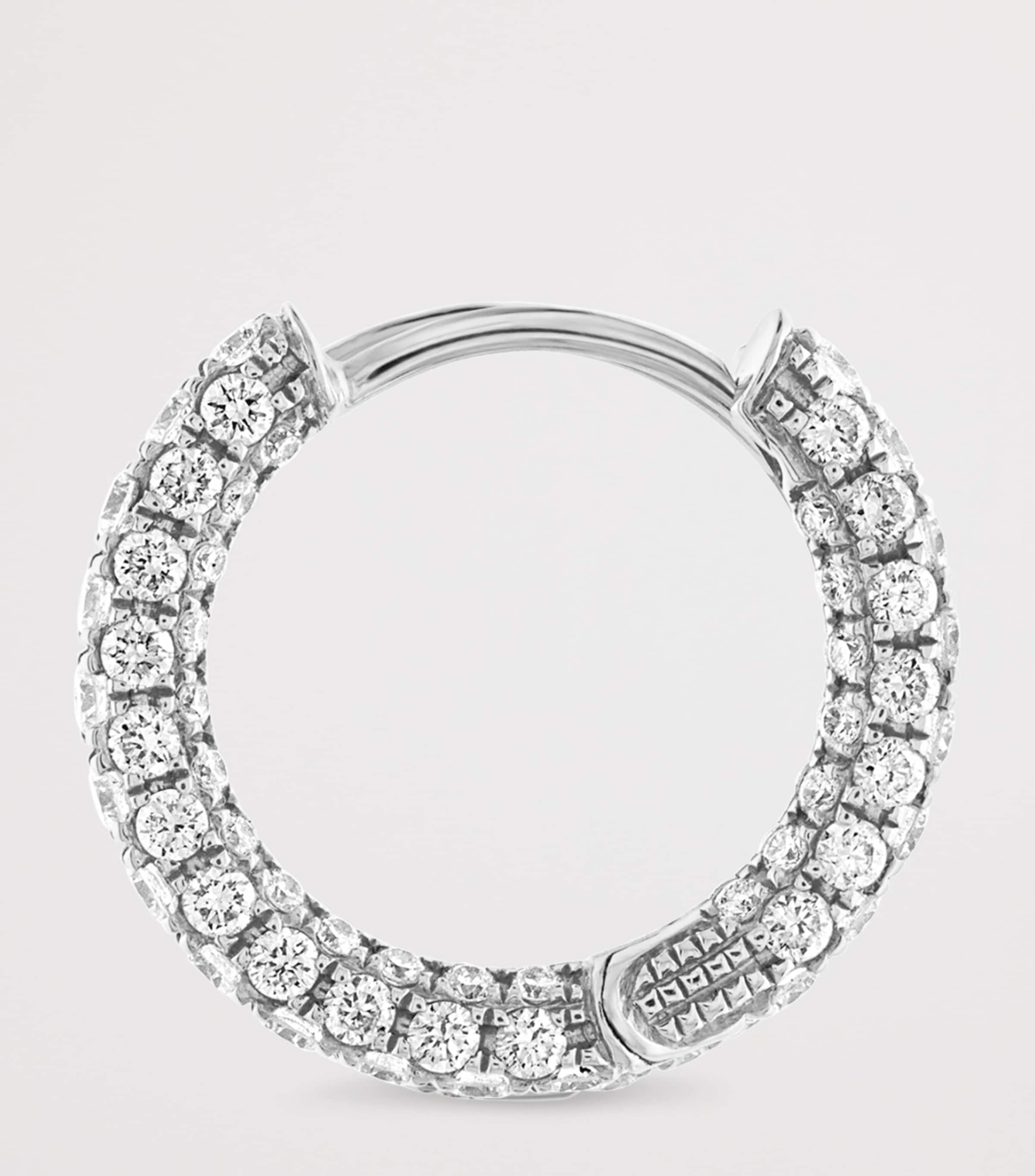 Diamond Five Row Pavé Single Hoop Earring (9.5mm) WHITE GOLD Image 2
