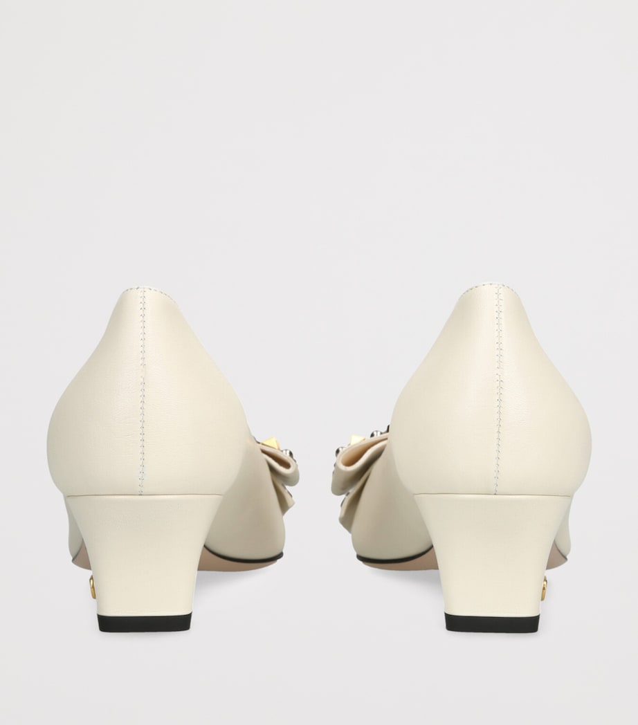 Leather Studded Bowow Pumps 45 BONE Image 2