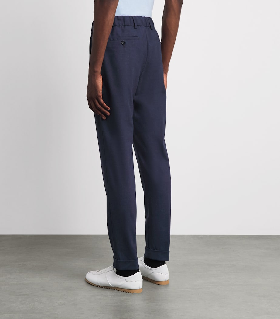 Marco Pescarolo Mens Virgin Wool Drawstring Trousers Blu Image 5