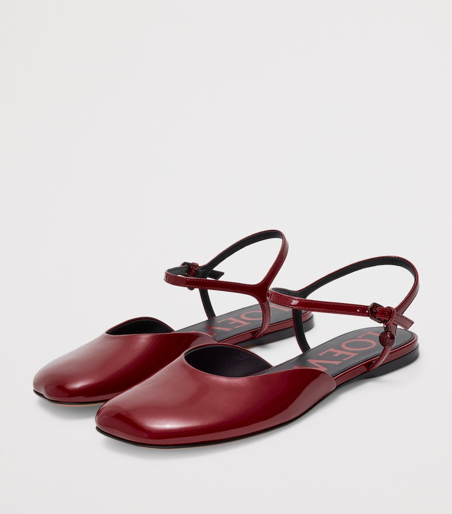 Leather Ankle-Strap Toy Ballet Flats DARK RED Image 3