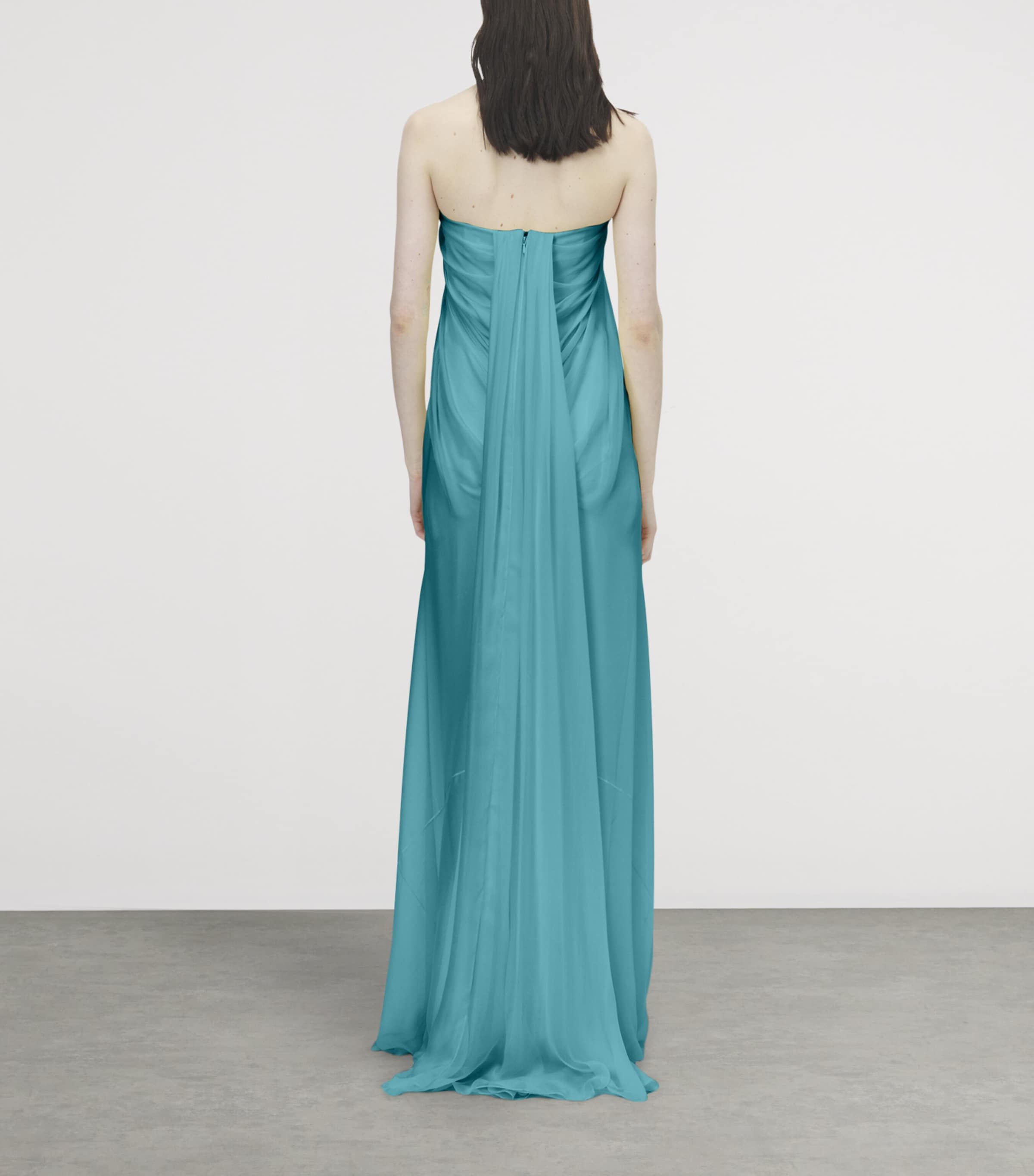McQueen Womens Silk Pleated Strapless Gown Image 3