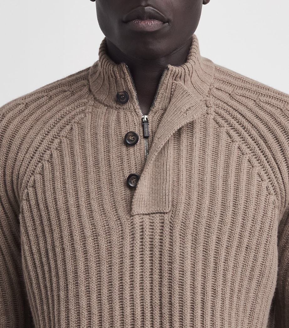Colombo Mens Kid Cashmere Mock-Neck Sweatshirt Brown Image 6