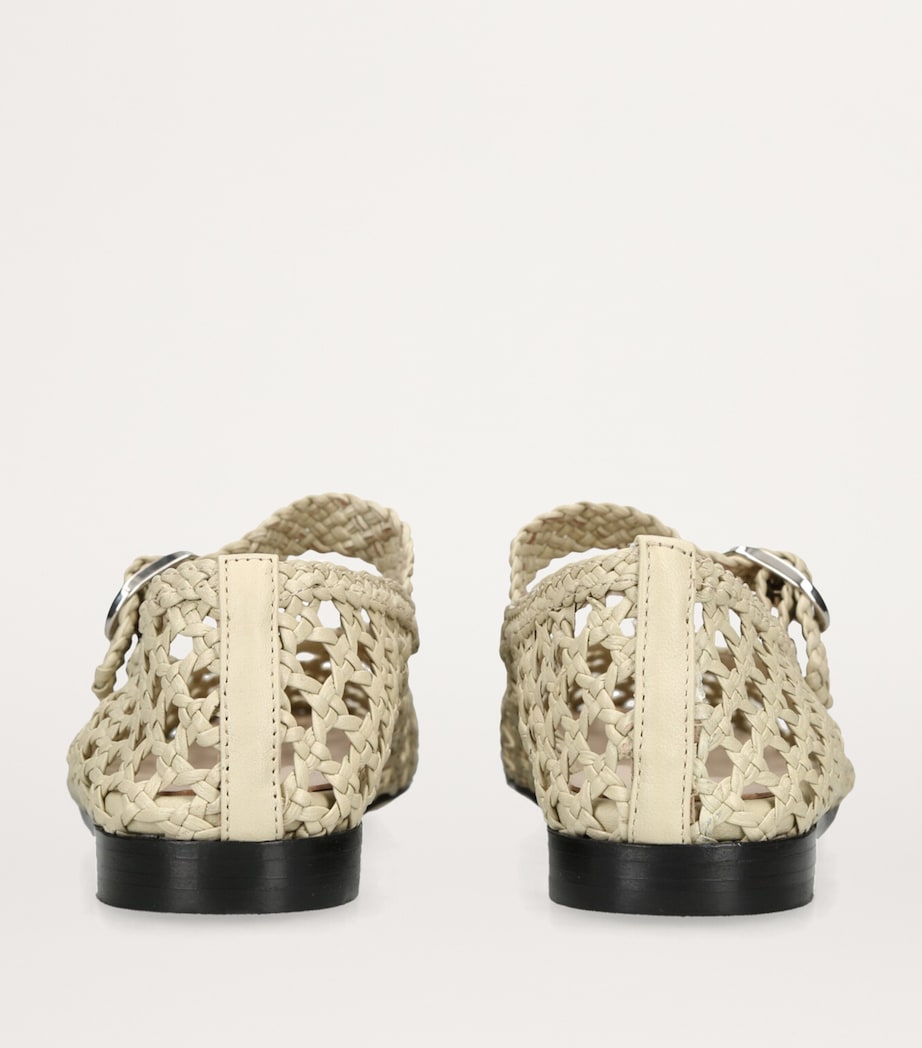 Leather Woven Mary Janes WHITE Image 2