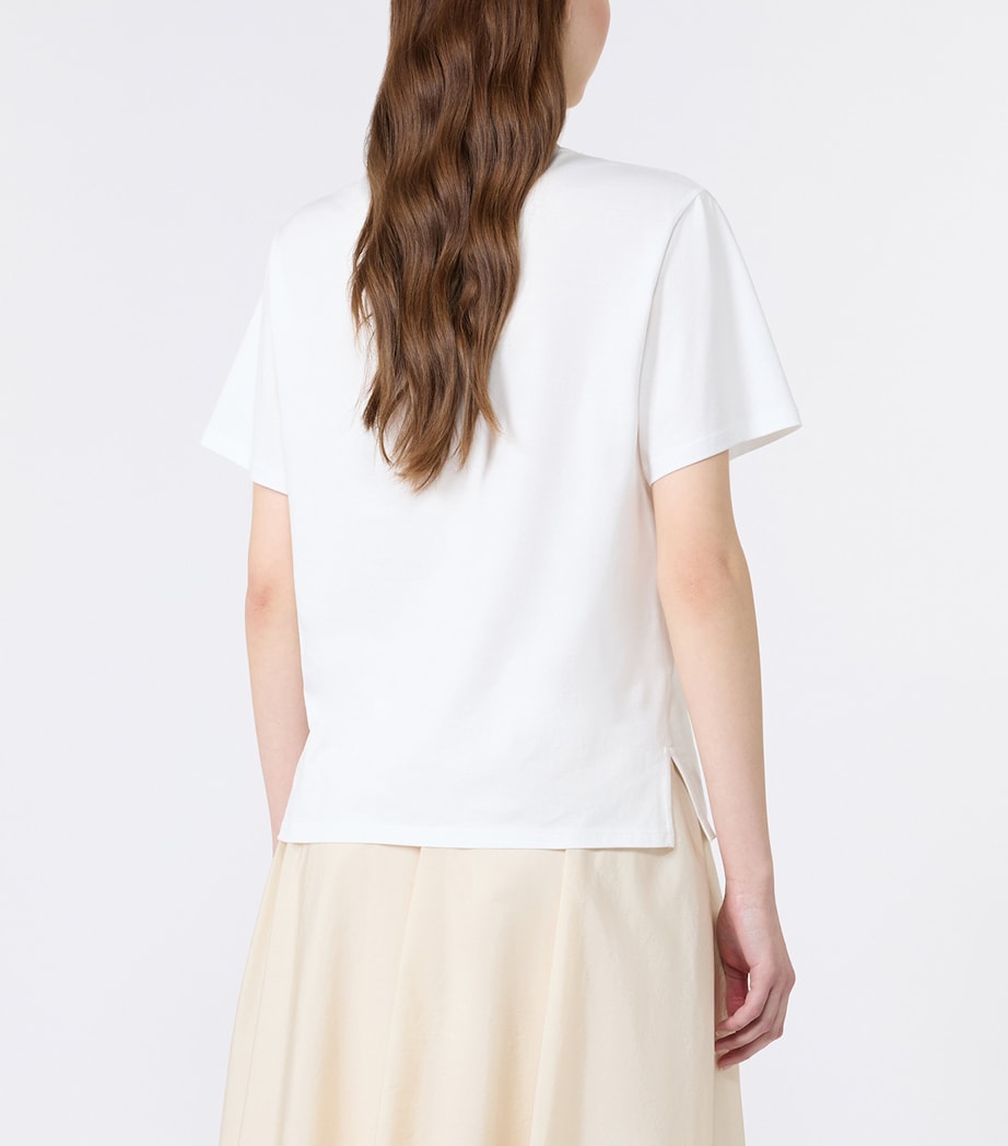 Weekend Max Mara Womens Cotton Embroidered T-Shirt White Image 3