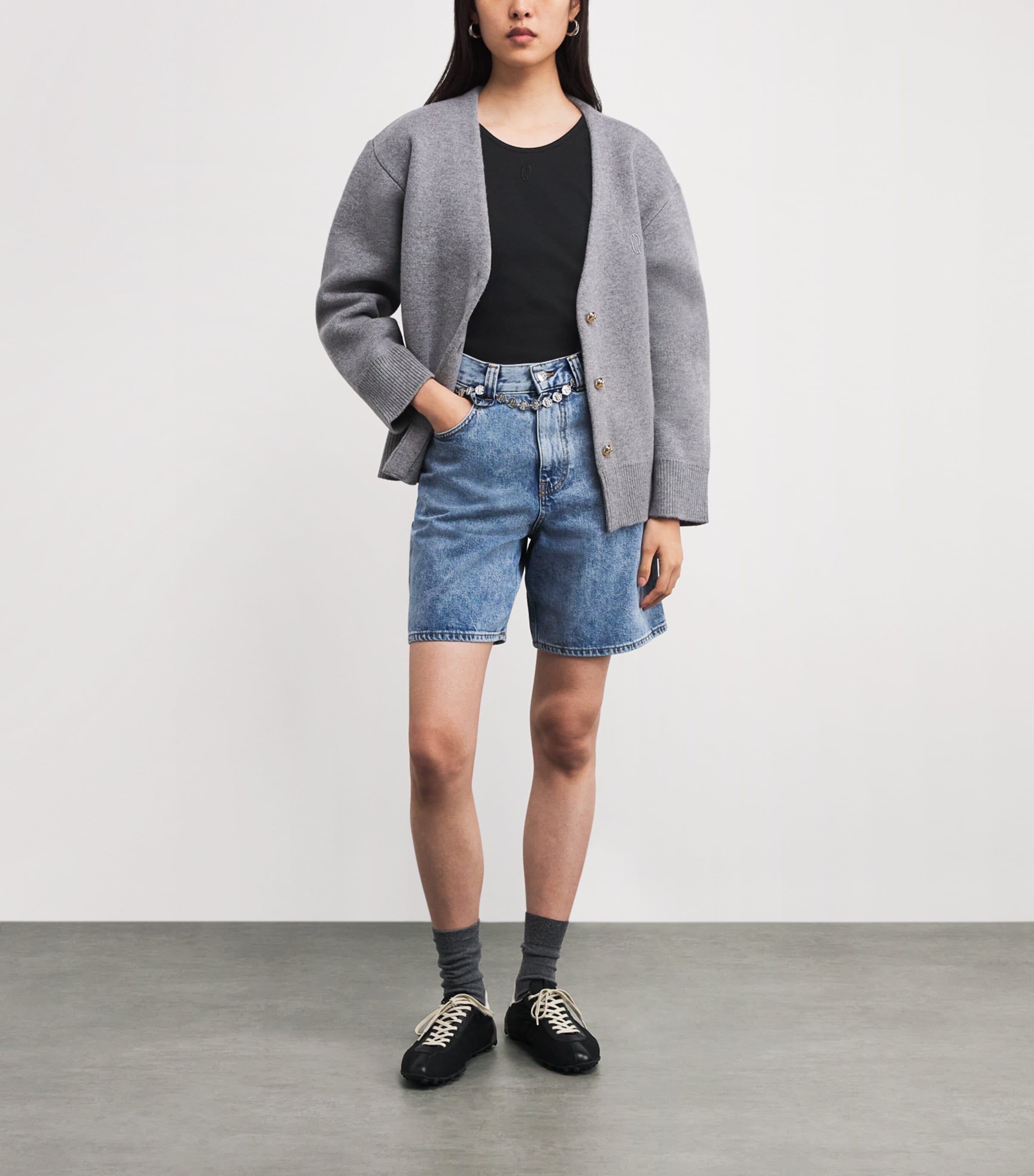 Stretch-Cotton Ribbed Tank Top BLACK Image 2