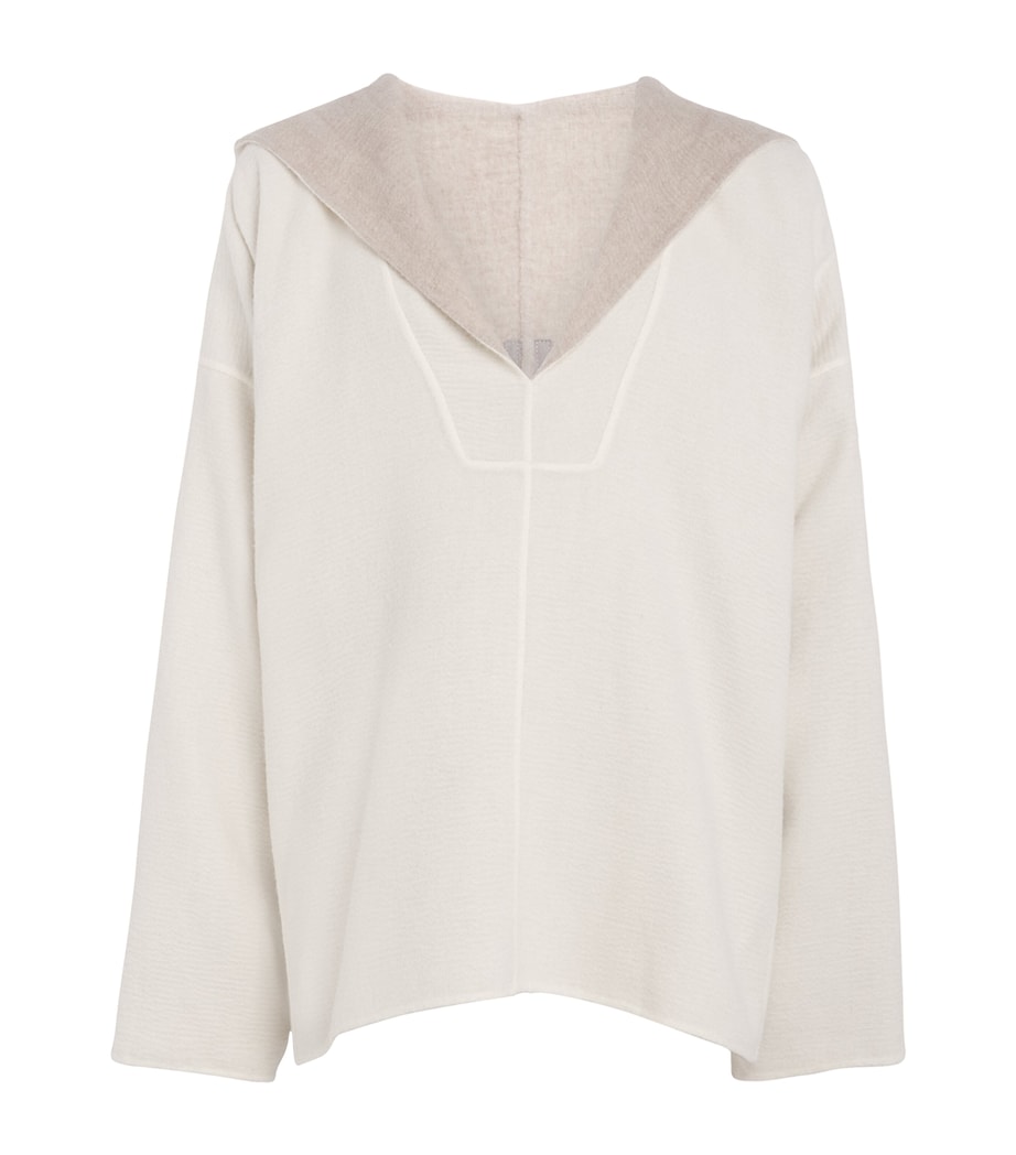 Camel Hair Double-Faced Kaftan Hoodie MILK/PEARL Image 1