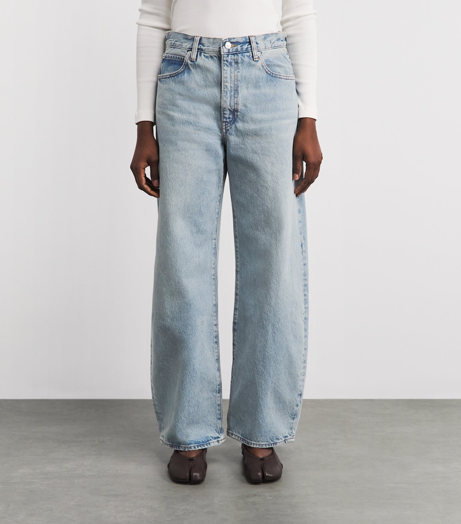 FRAME Womens The Bow High-Rise Barrel-Leg Jeans Outlaw Image 4