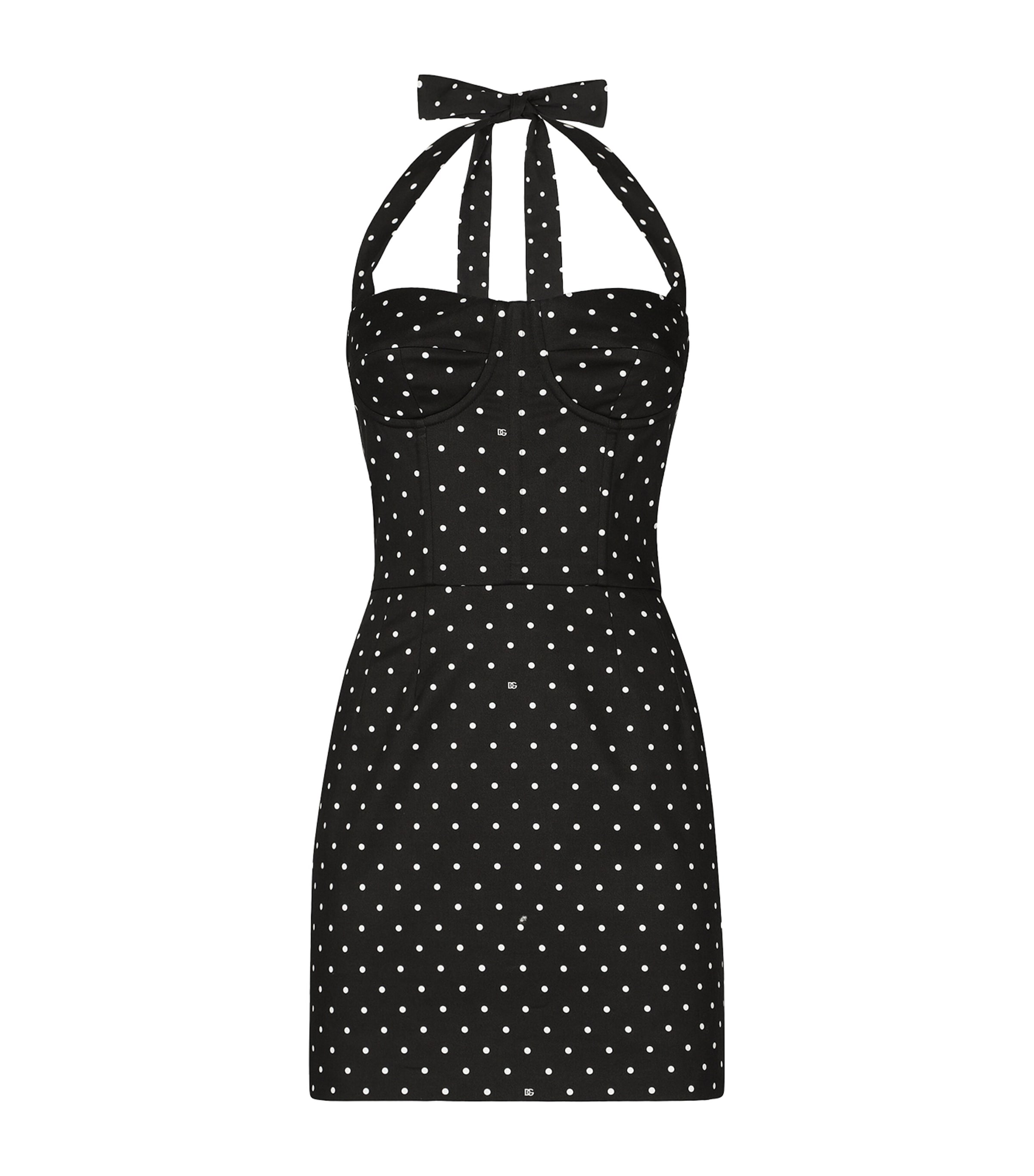 Dolce & Gabbana Polka-dot Mini Dress In Black