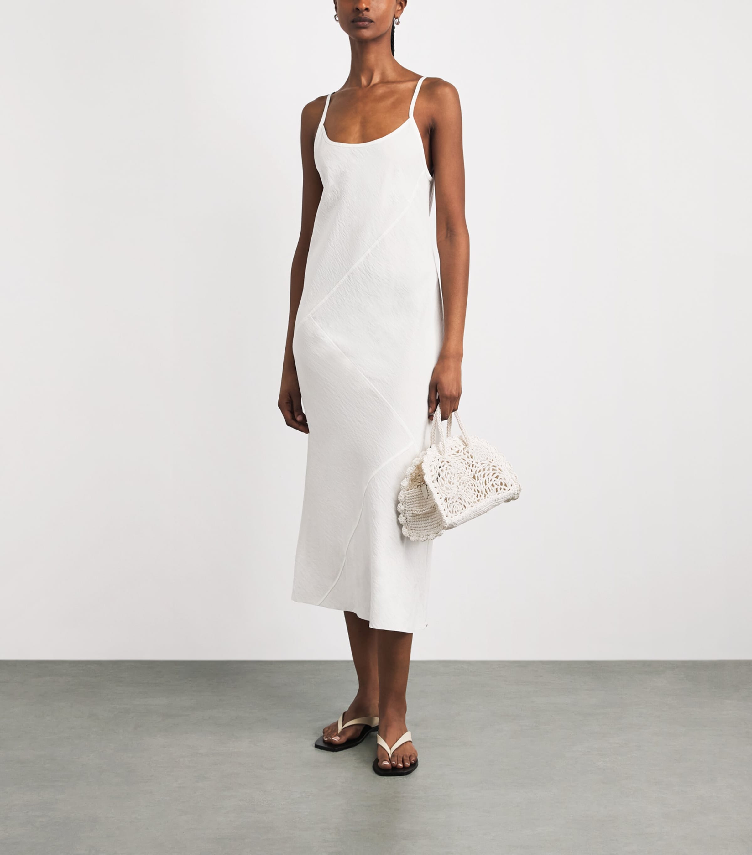 Lauren Manoogian Womens Bias Slip Midi Dress White Image 2