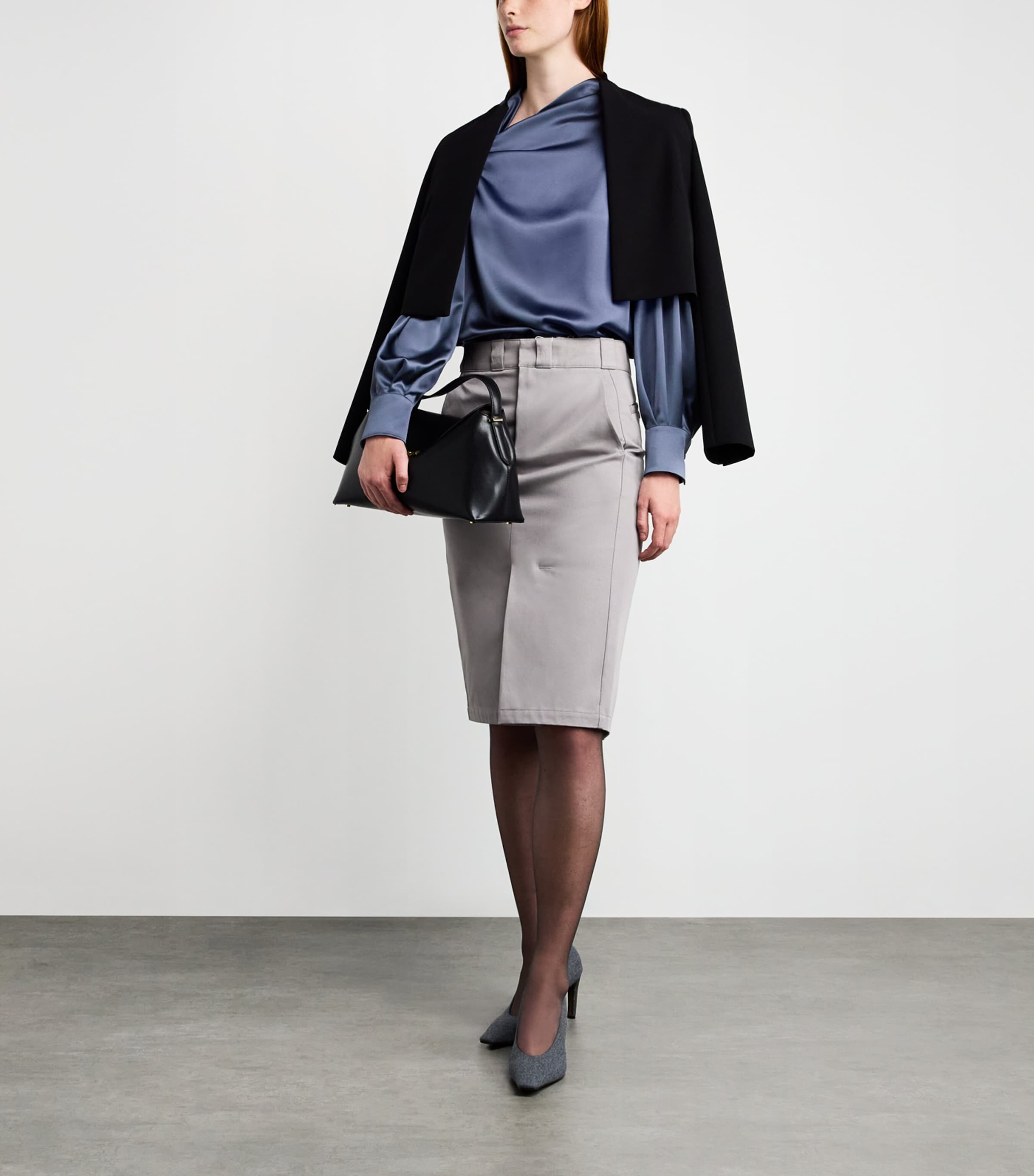 Silk Wrap Shirt DARK GREY Image 2