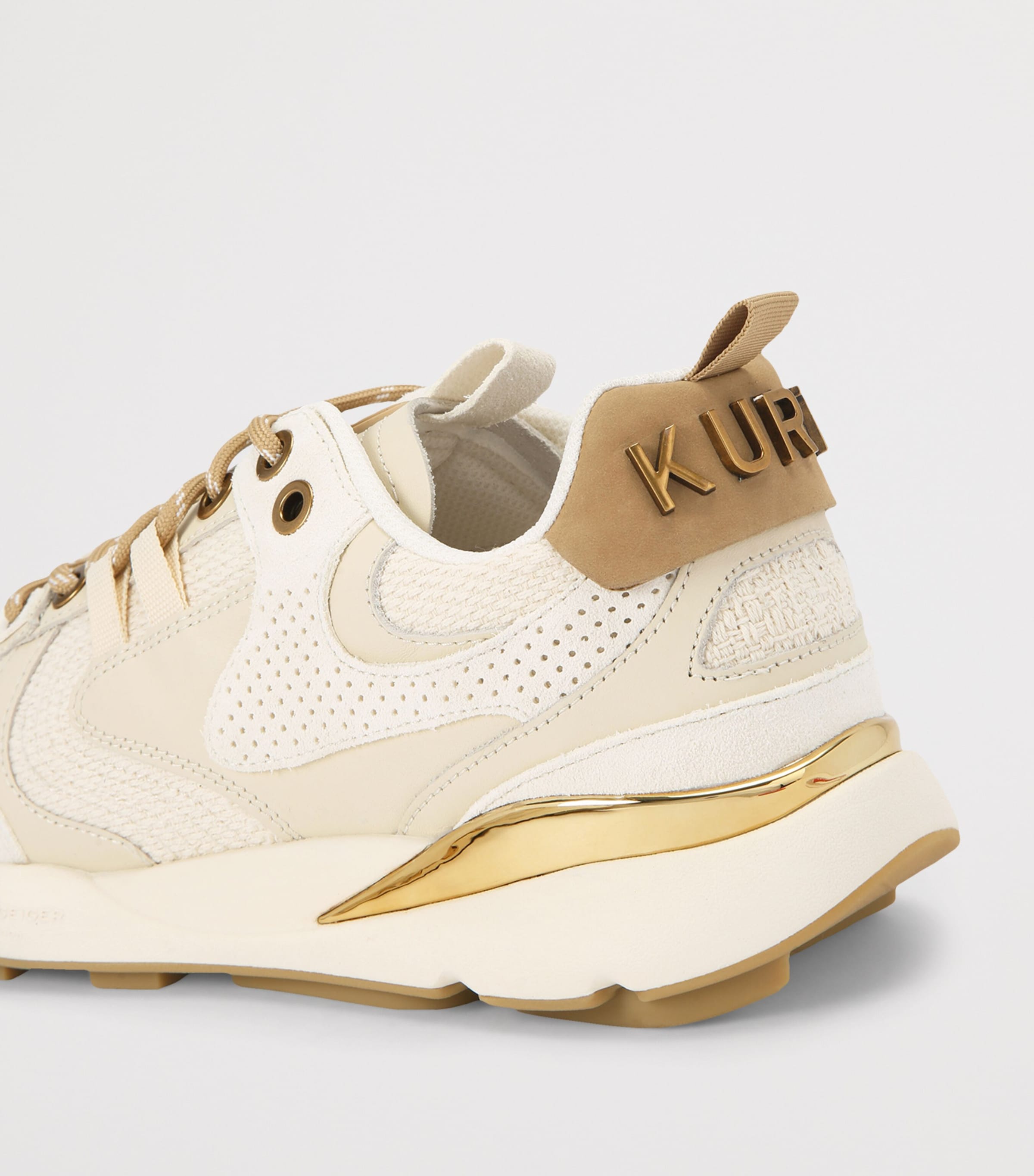 Kurt Geiger London Suede-Trim Runner Low-Top Sneakers Cream Comb Image 3
