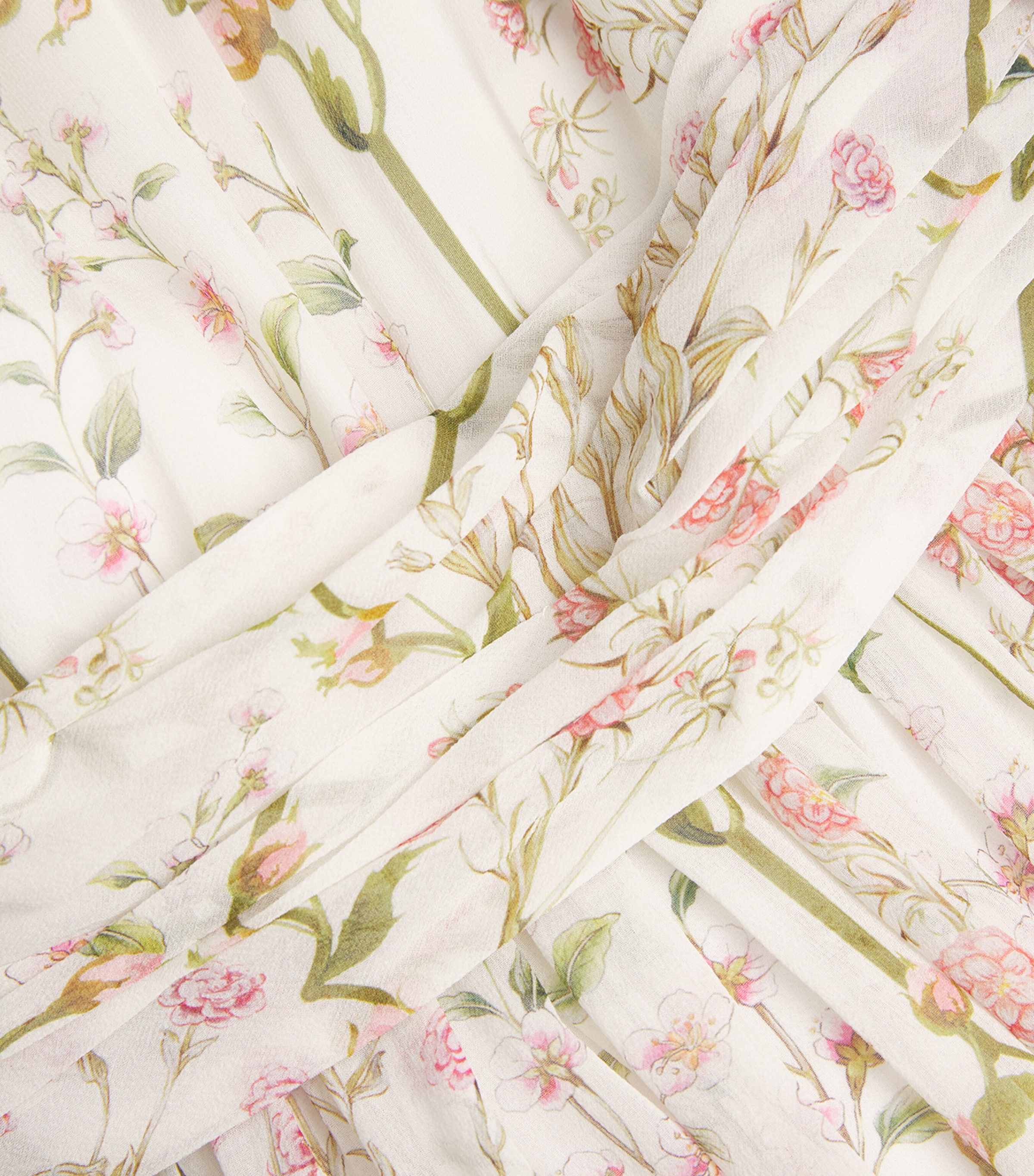 Silk-Georgette Belted Gown P068 IVORY Image 5