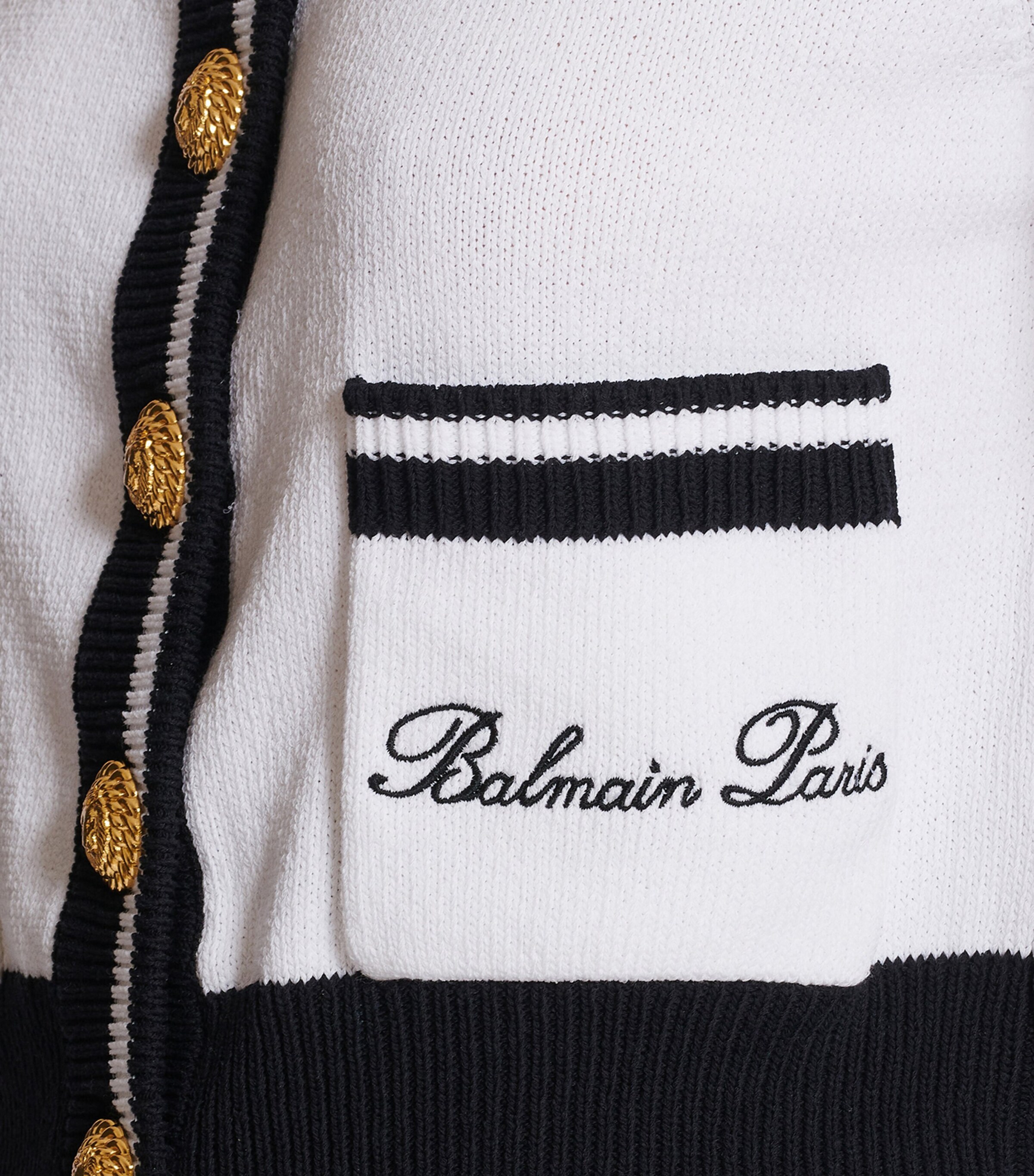 Signature Button-Detail Cardigan GAB BLANC/NOIR Image 6