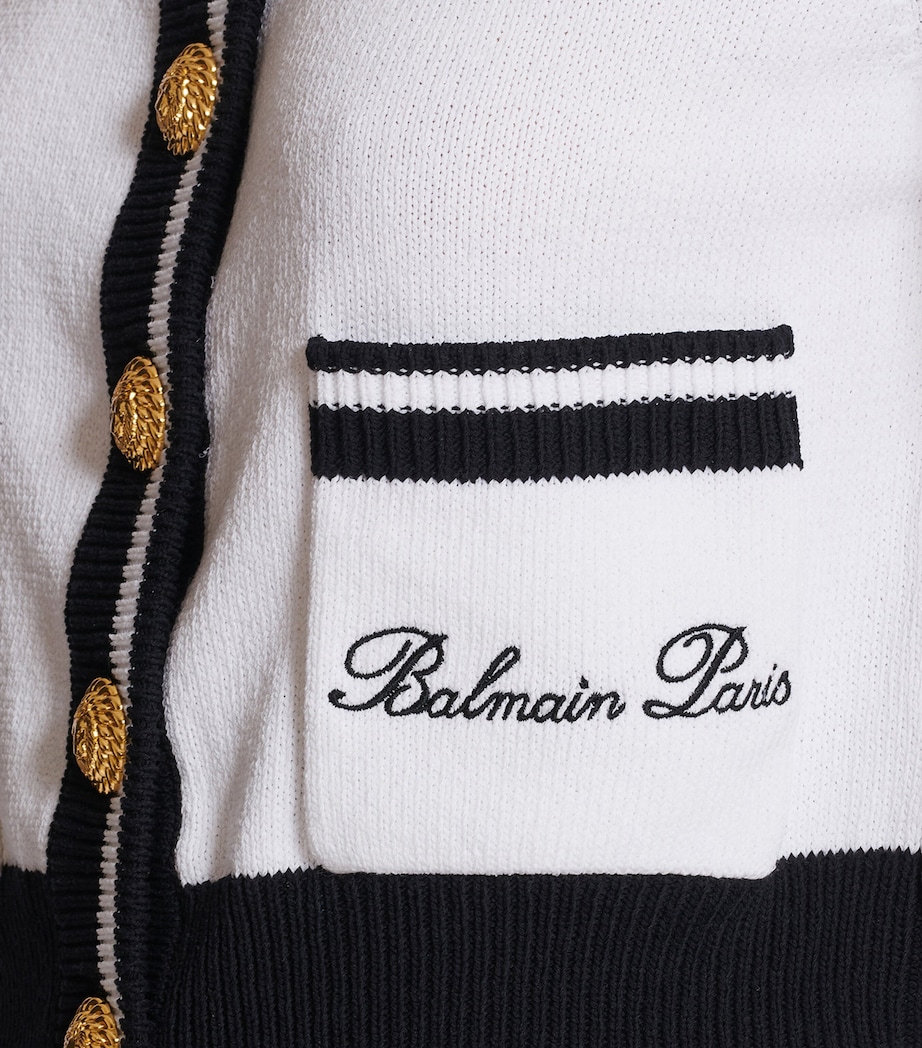 Signature Button-Detail Cardigan GAB BLANC/NOIR Image 6