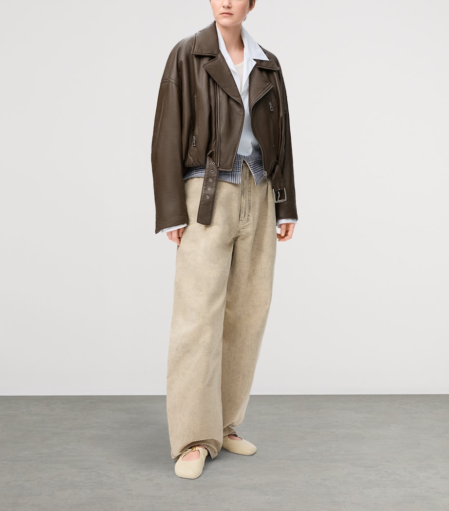 Nappa Lambskin Biker Jacket KHAKI GREEN Image 2