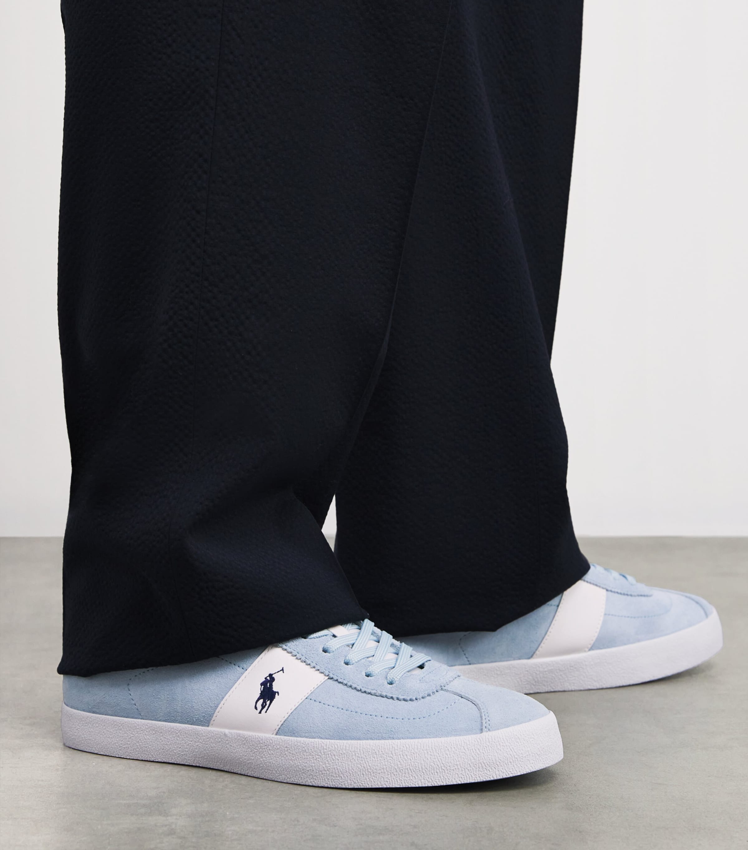 RLX Ralph Lauren Suede Polo Pony Court Sneakers Light Blue Image 2