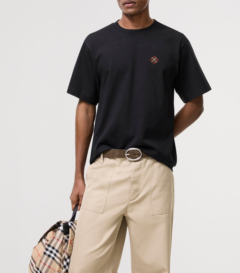 Burberry Mens Cotton Embroidered Logo T-Shirt Black Image 2