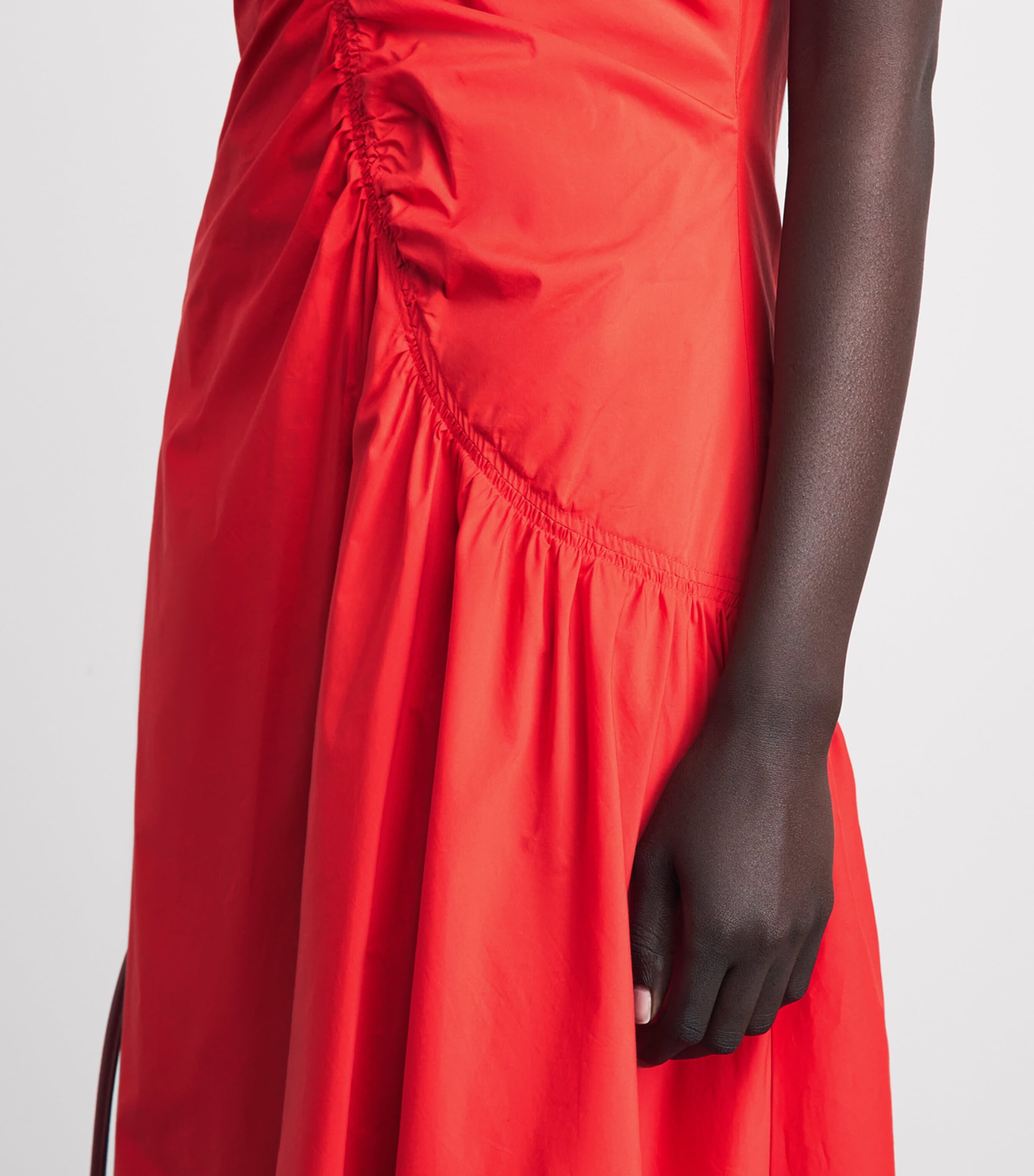 Theory Womens Asymmetric Ruched Midi Dress Uzt Poppy Image 3
