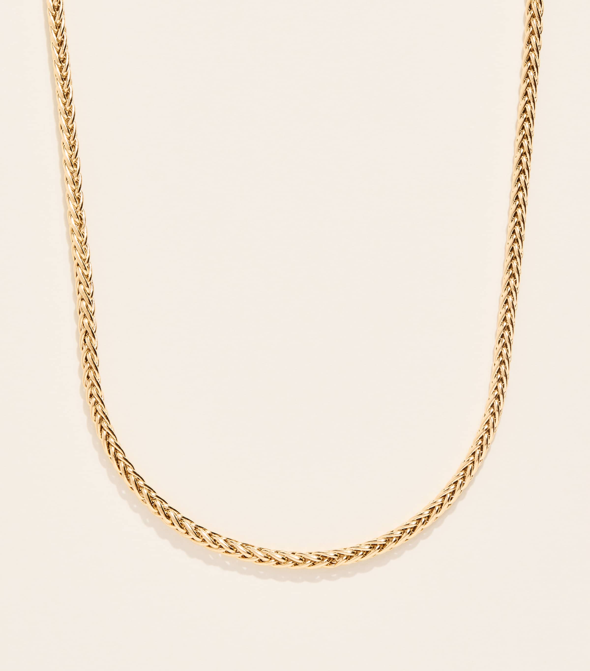Azlee Small Woven Chain Necklace Yellow Gold Image 3