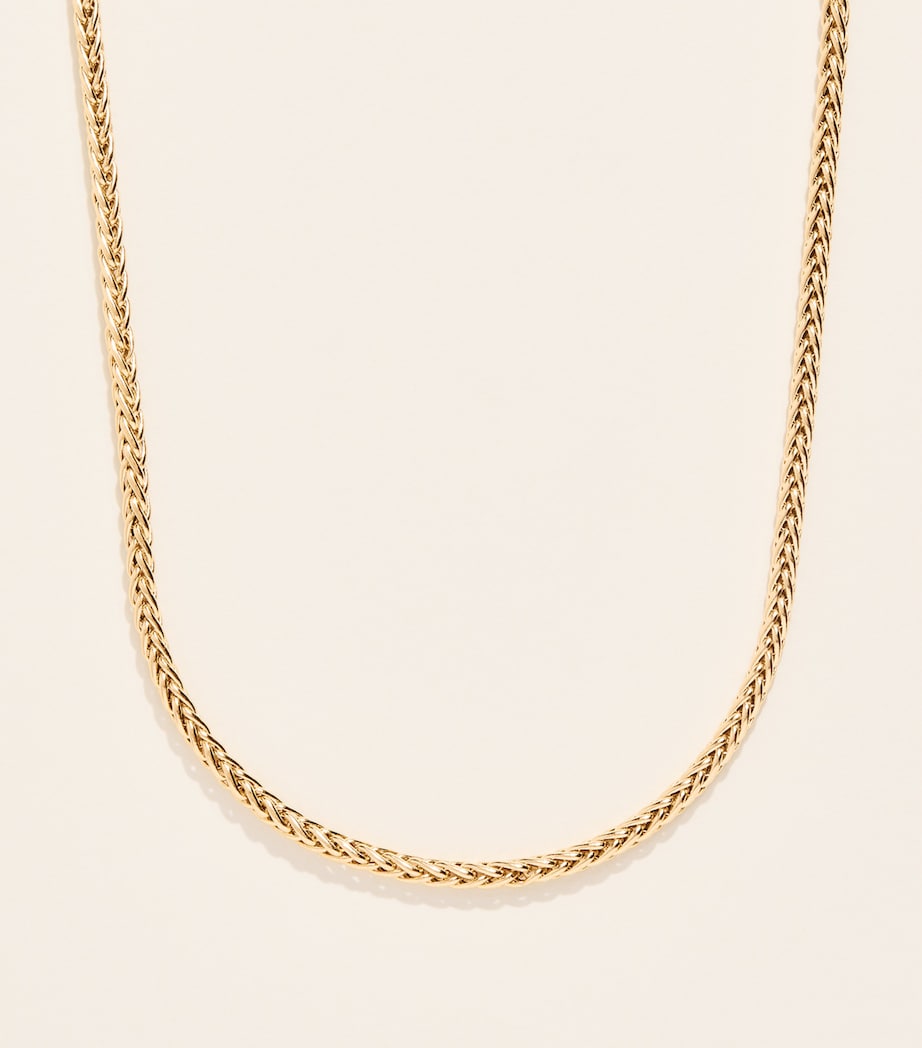 Azlee Small Woven Chain Necklace Yellow Gold Image 3