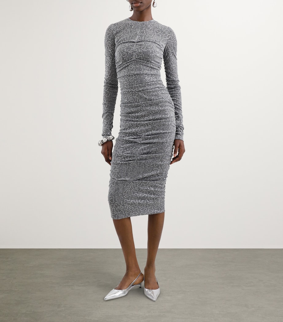 Sequinned Midi Dress S0998-SILVER Image 2