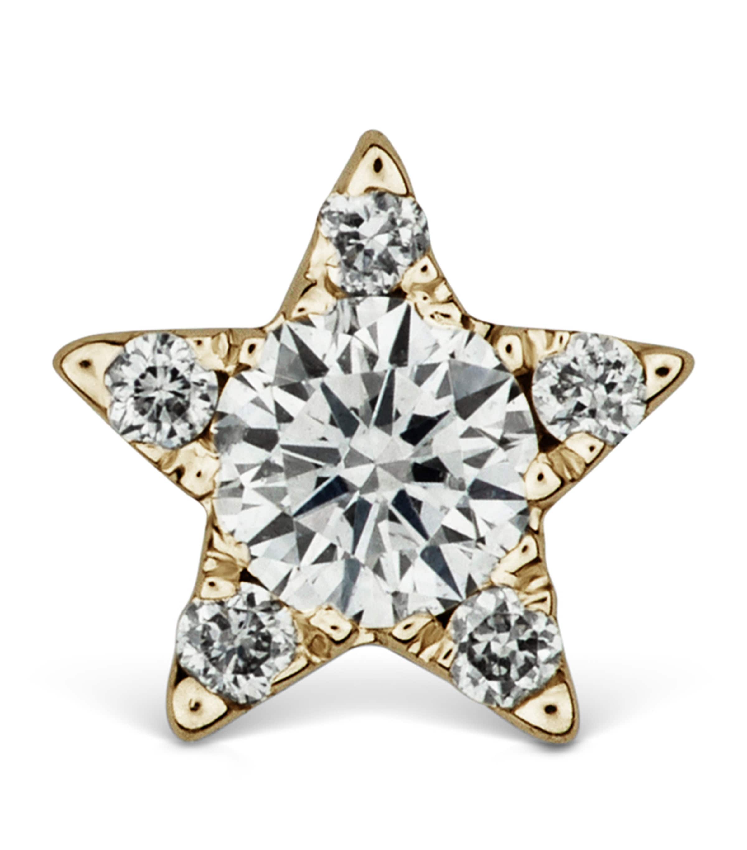 Maria Tash Yellow Gold Diamond Star Threaded Stud Earring In Gold