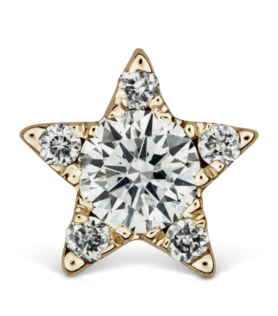 Yellow Gold Diamond Star Threaded Stud Earring (4.5mm) YELLOW GOLD Image 5
