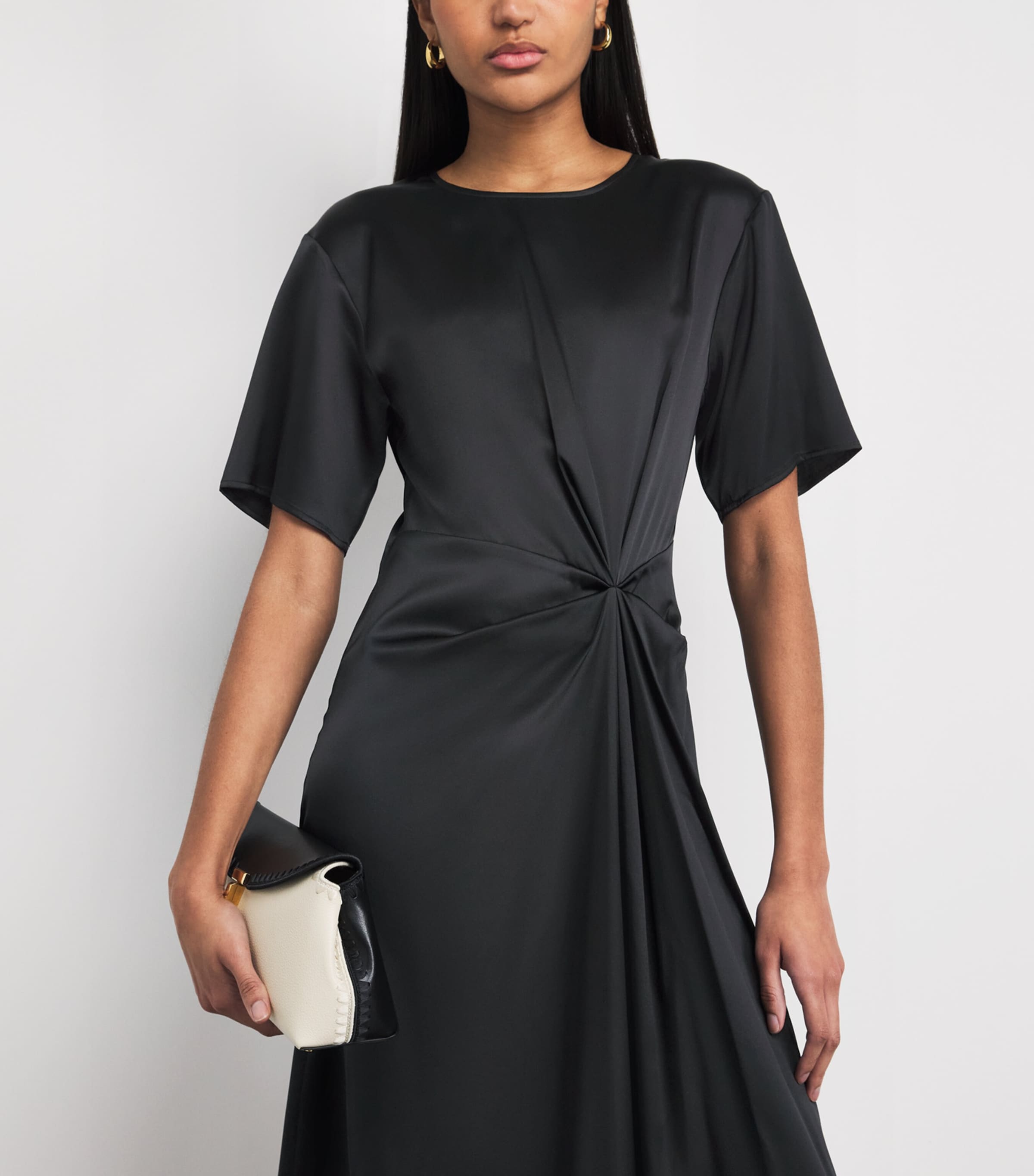STAUD Womens Silk-Blend Sonoma Midi Dress Blk Black Image 3