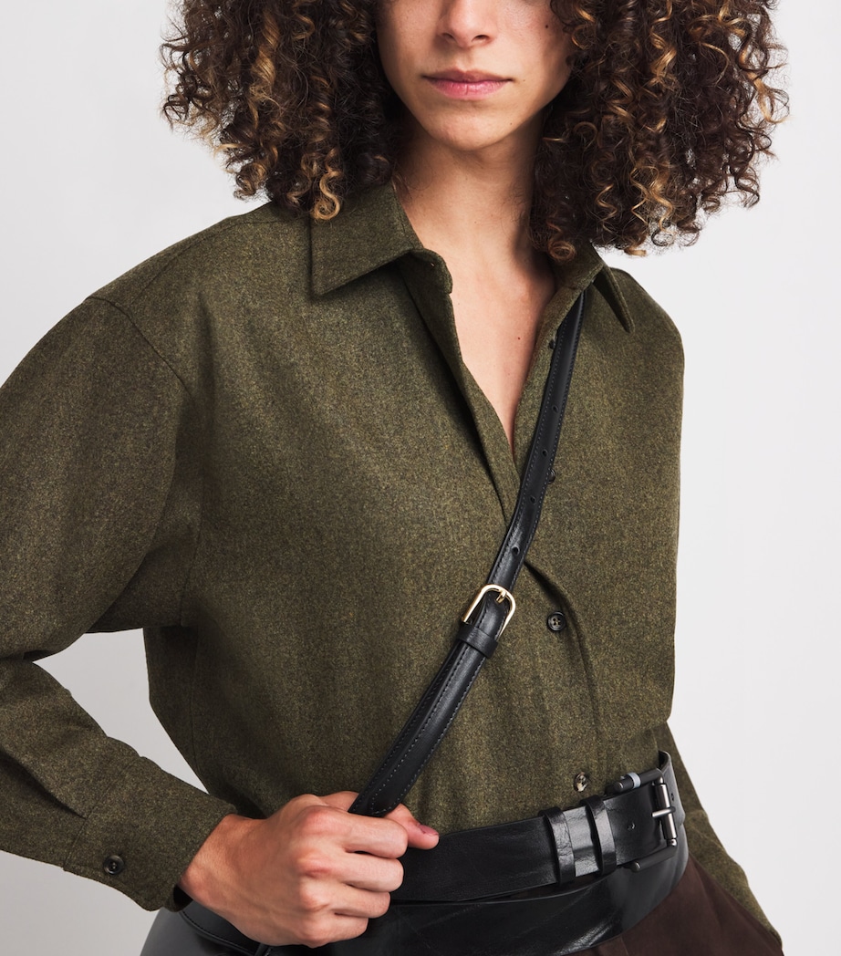 Wool Collared Cardigan MOSS GREEN Image 6