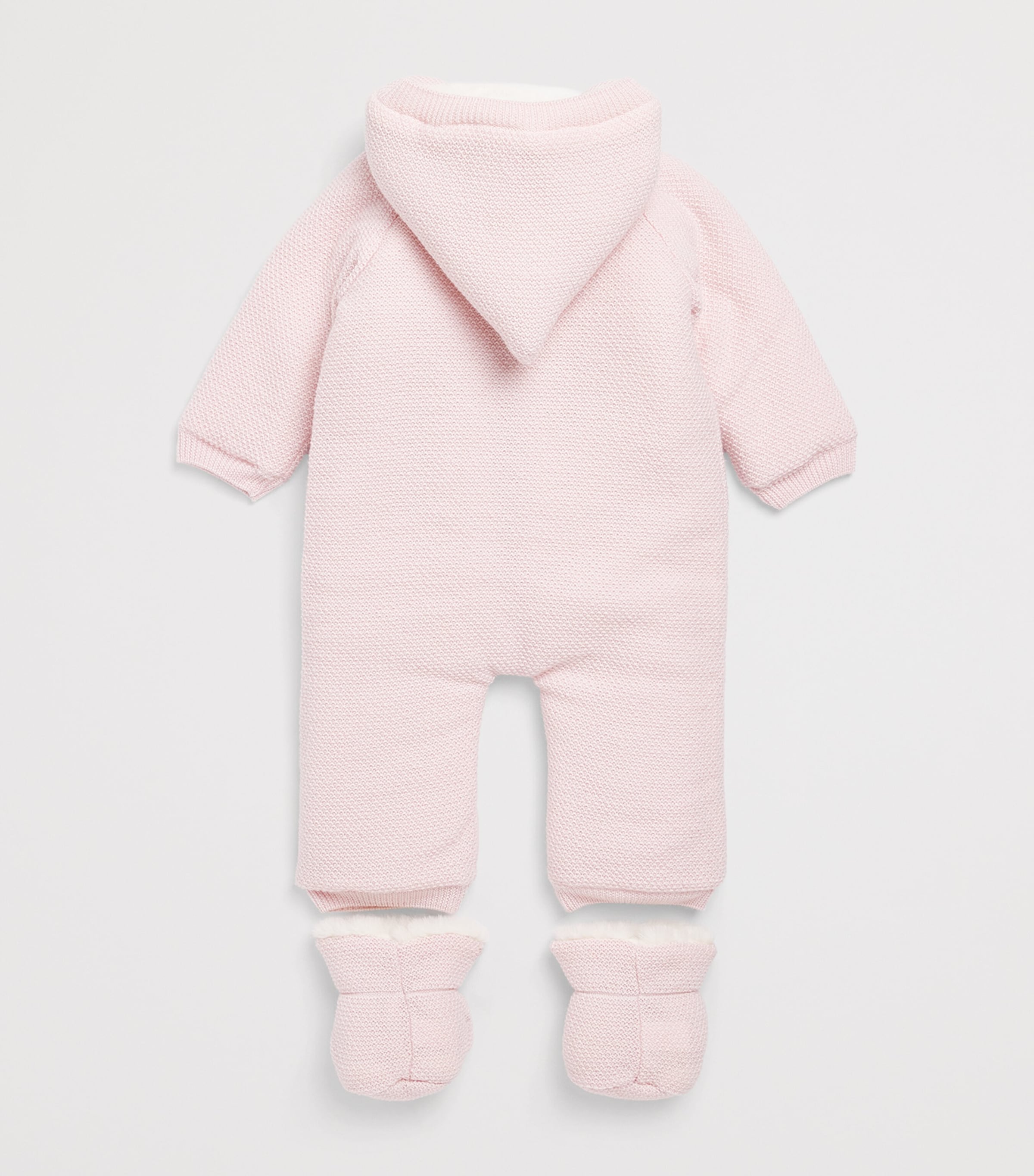 Paz Rodriguez Virgin Wool Snowsuit and Booties Set (1-12 Months) Light Pink Image 2