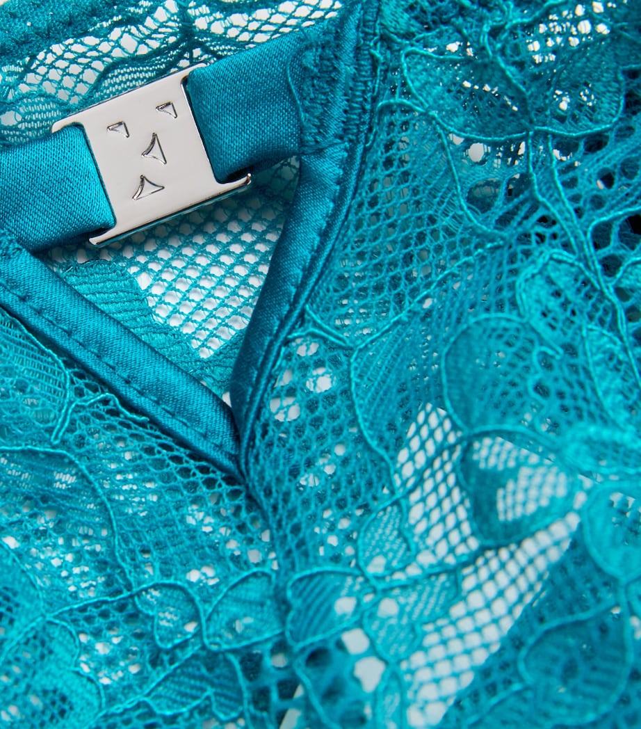 Fleur Du Mal Womens Lace Bianca Cheeky Briefs Aquamarine Image 4