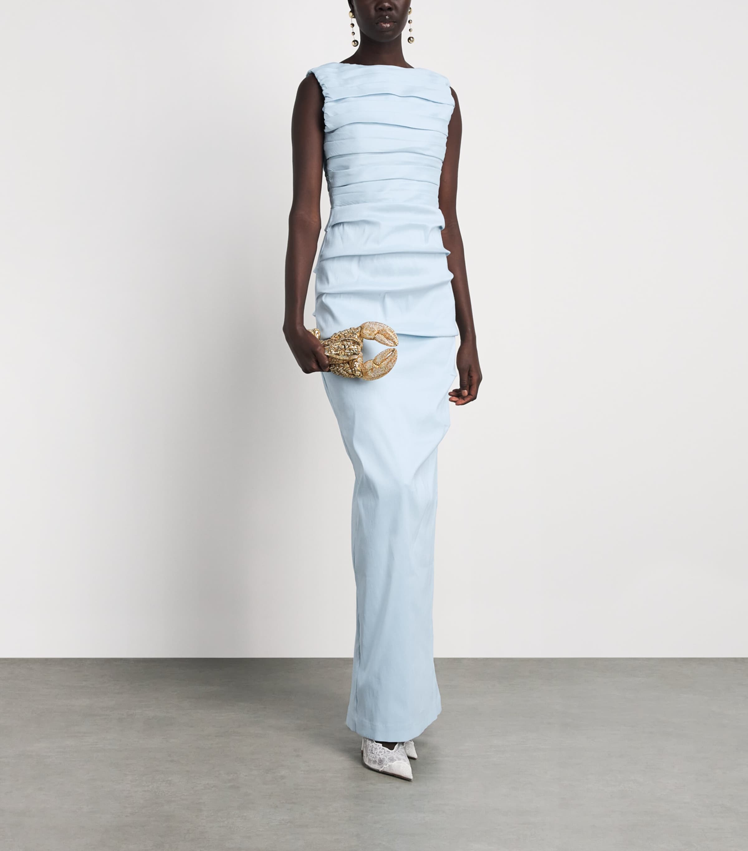 Rachel Gilbert Womens Ruched Adela Gown Ice Image 2