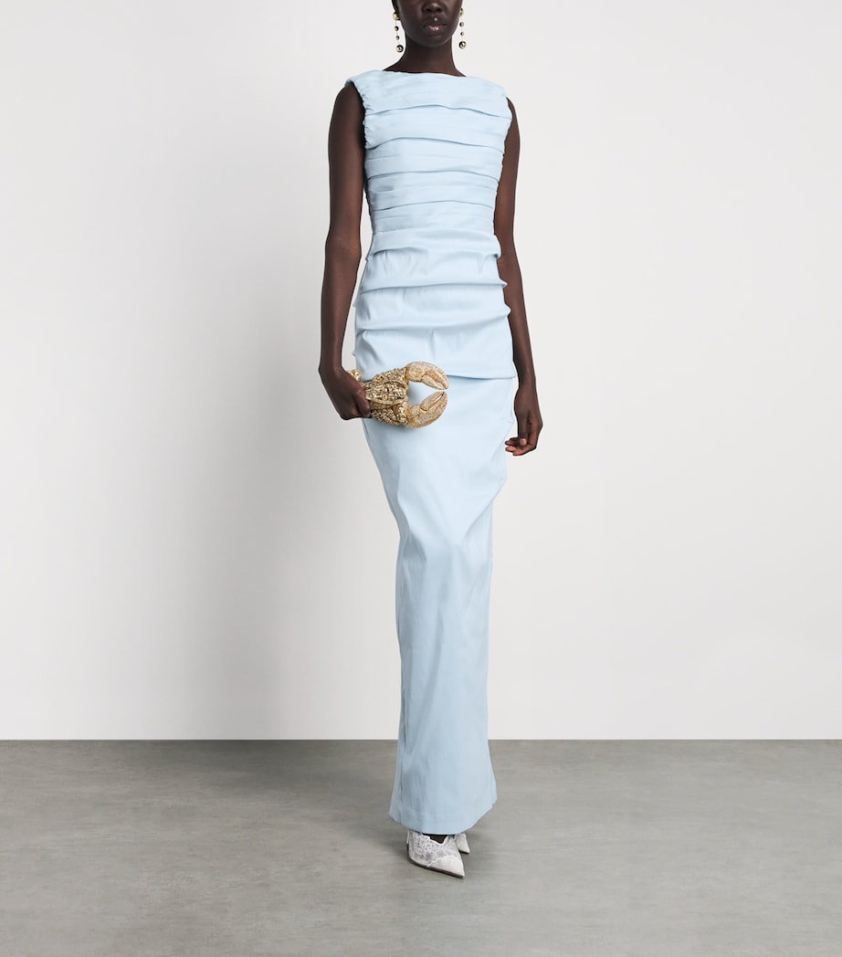 Rachel Gilbert Womens Ruched Adela Gown Ice Image 2