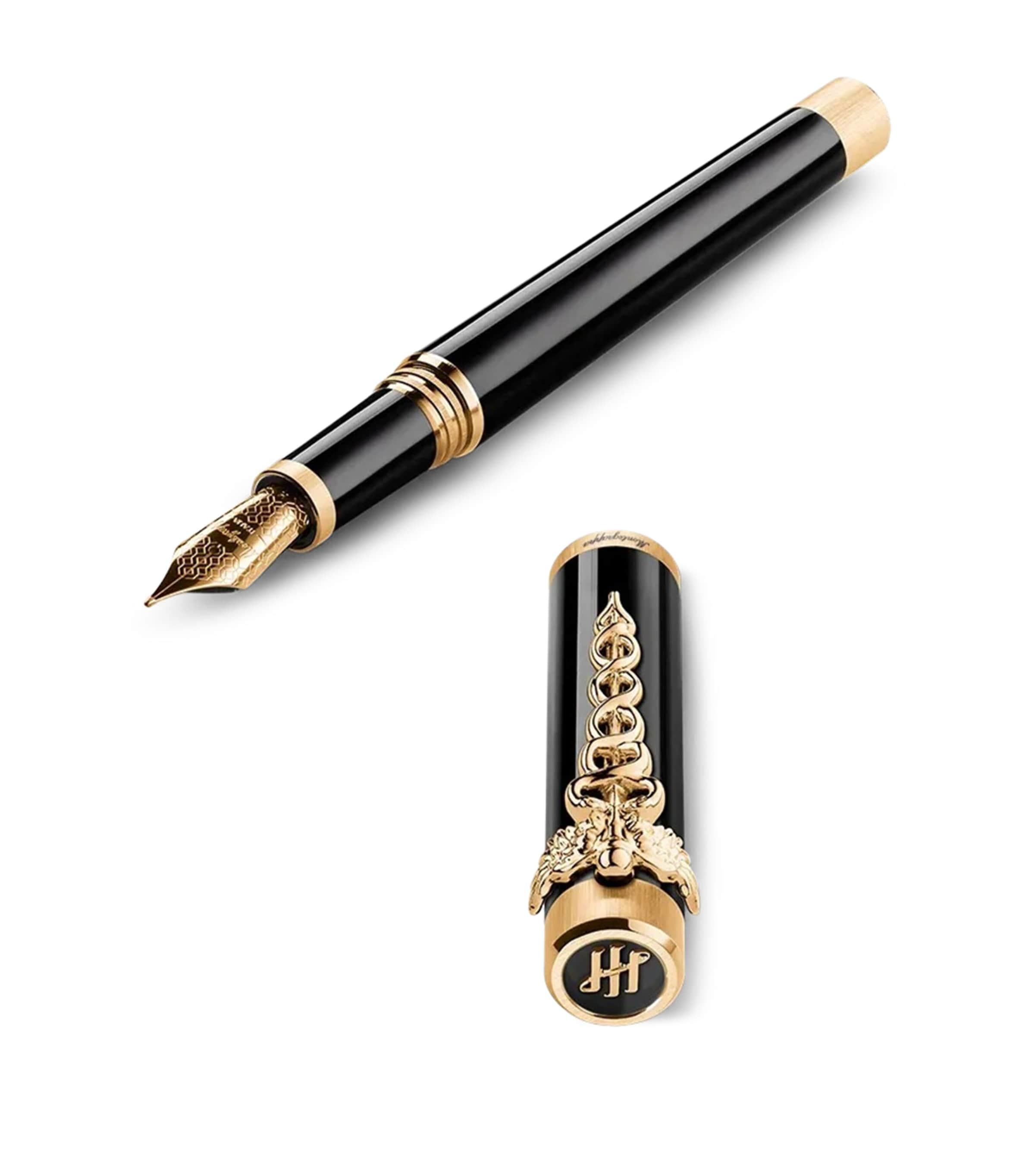 Montegrappa Zero Caduceus Fountain Pen Black/yellow Gold Image 3