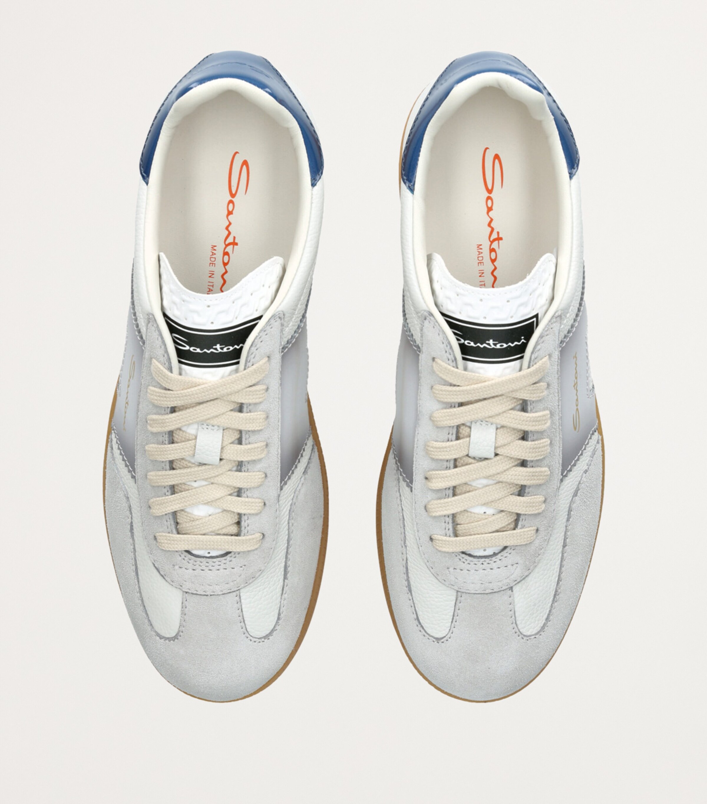 Leather Double Buckle Olympic Sneakers WHITE/NAVY Image 4