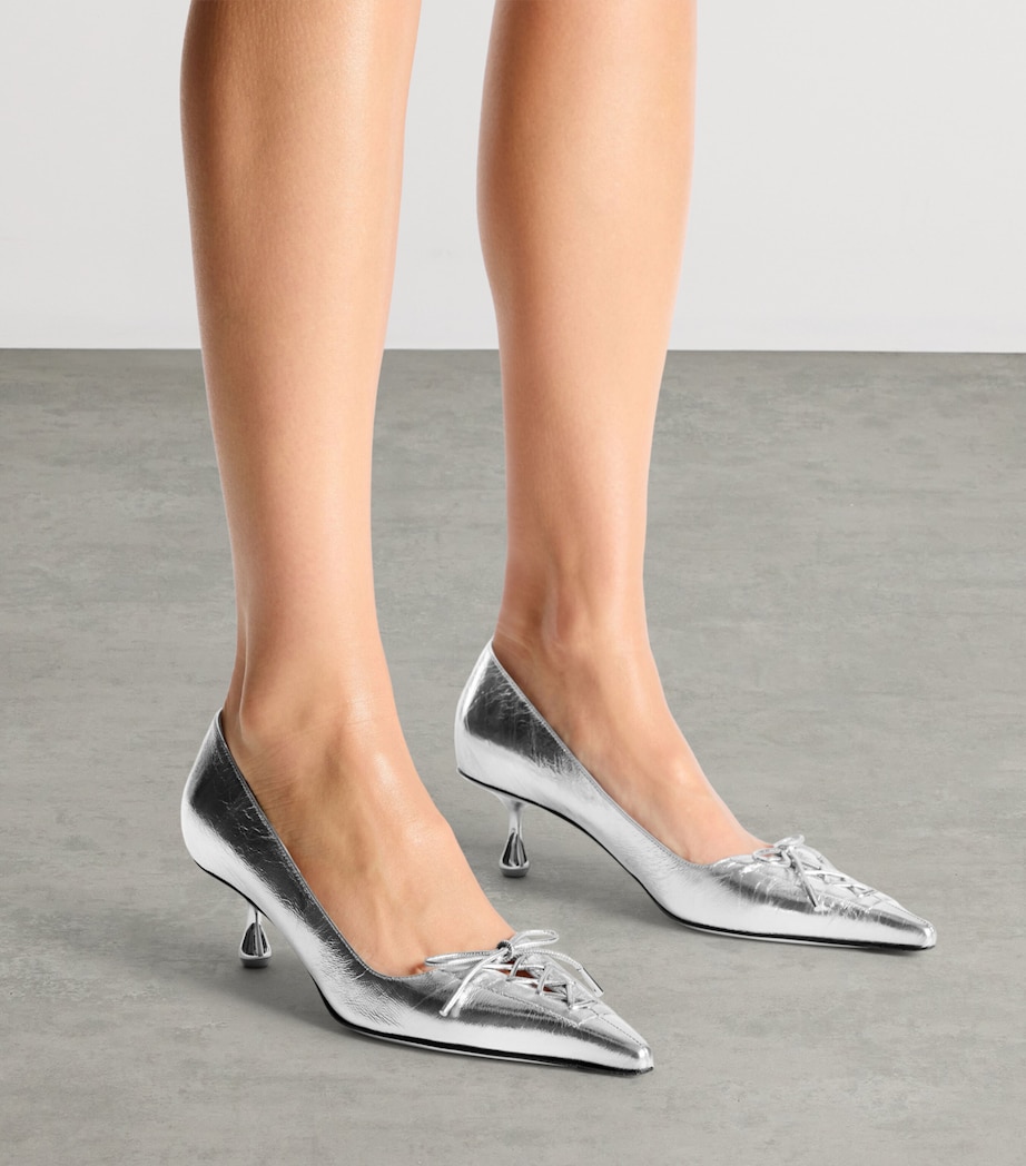 Jimmy Choo Scarlett 50 Metallic Lambskin Pumps Silver Image 2