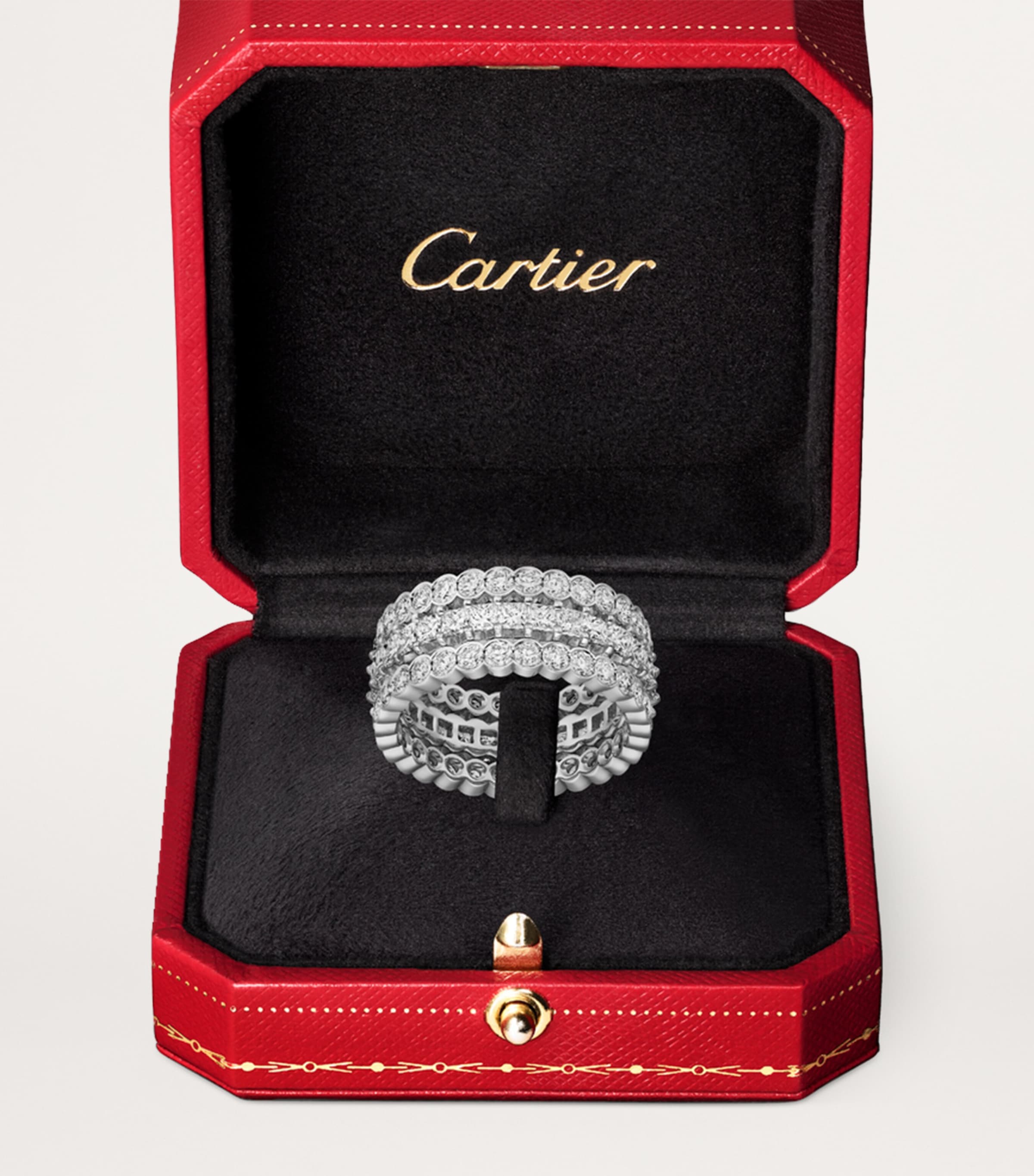 White Gold and Diamond Broderie de Cartier Ring WHITE GOLD Image 3