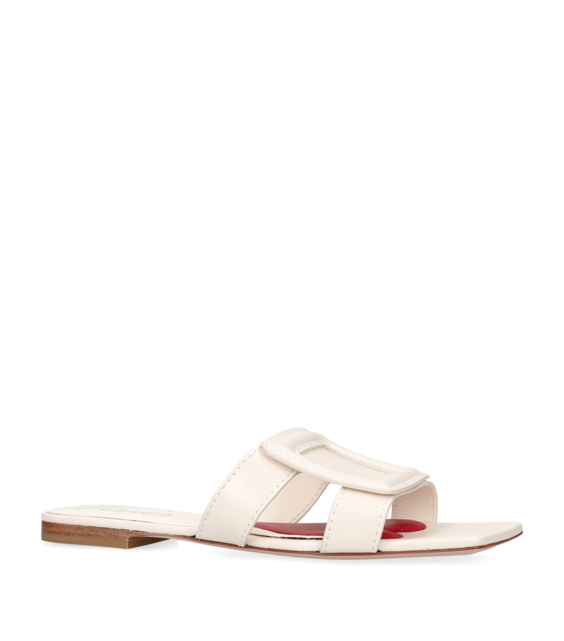 Roger Vivier Leather Buckle Mules Bone Image 3