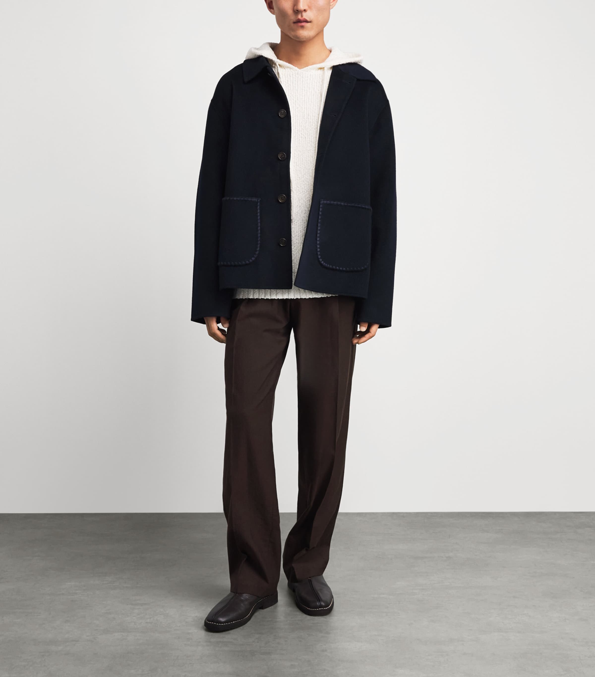 COMMAS Mens Wool-Cashmere Embroidered Jacket Midnight Navy Image 2