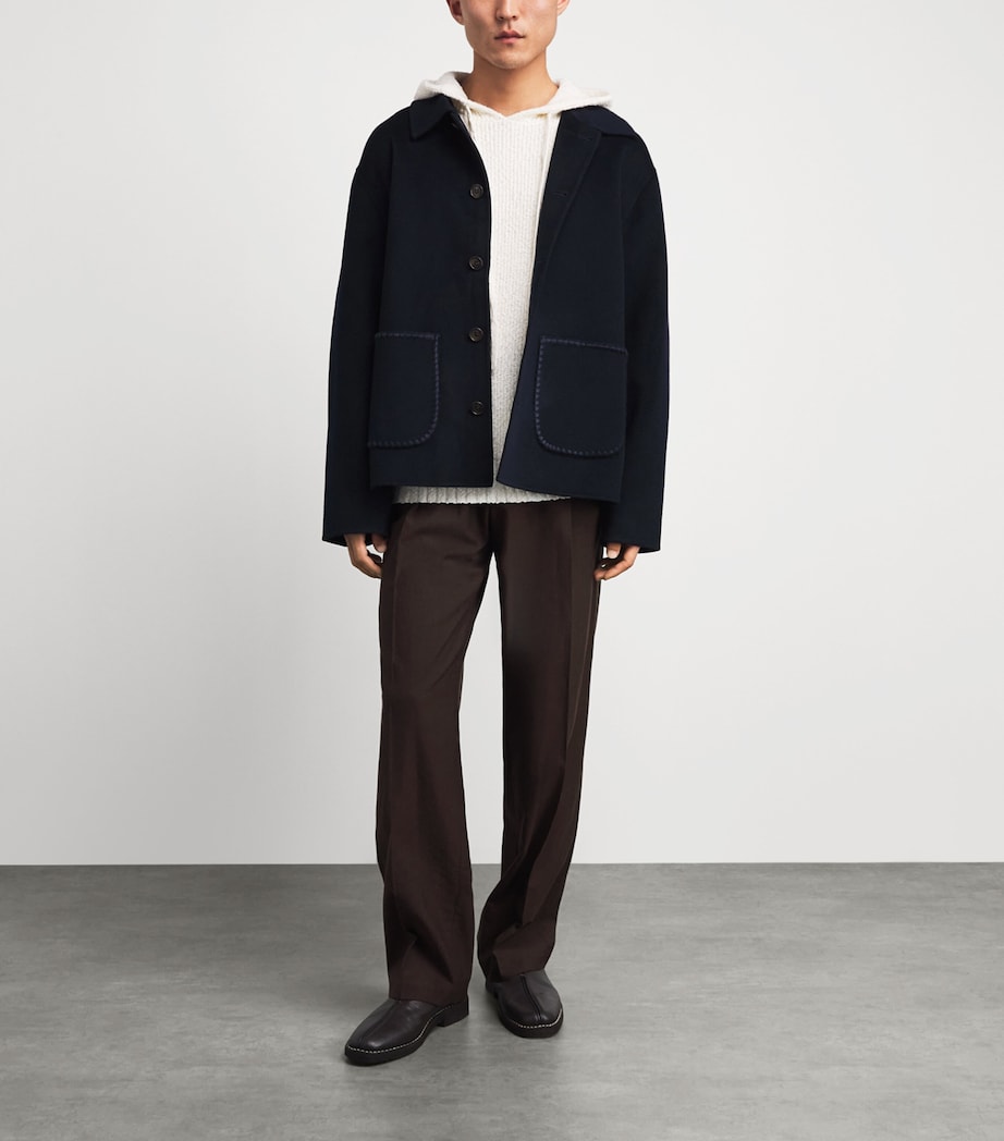 COMMAS Mens Wool-Cashmere Embroidered Jacket Midnight Navy Image 2