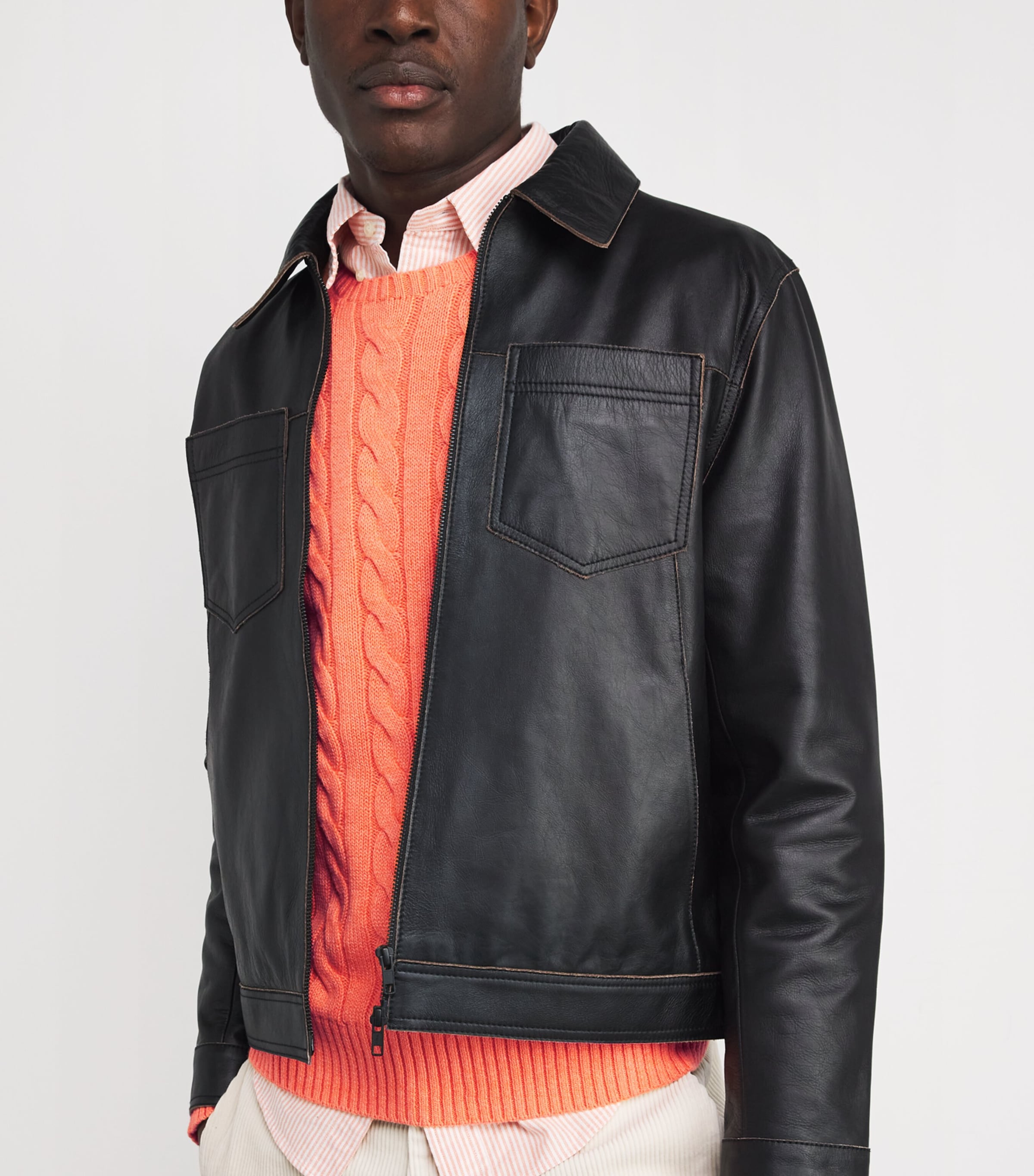 Cotton Cable-Knit Sweater ORANGE HTHR Image 6