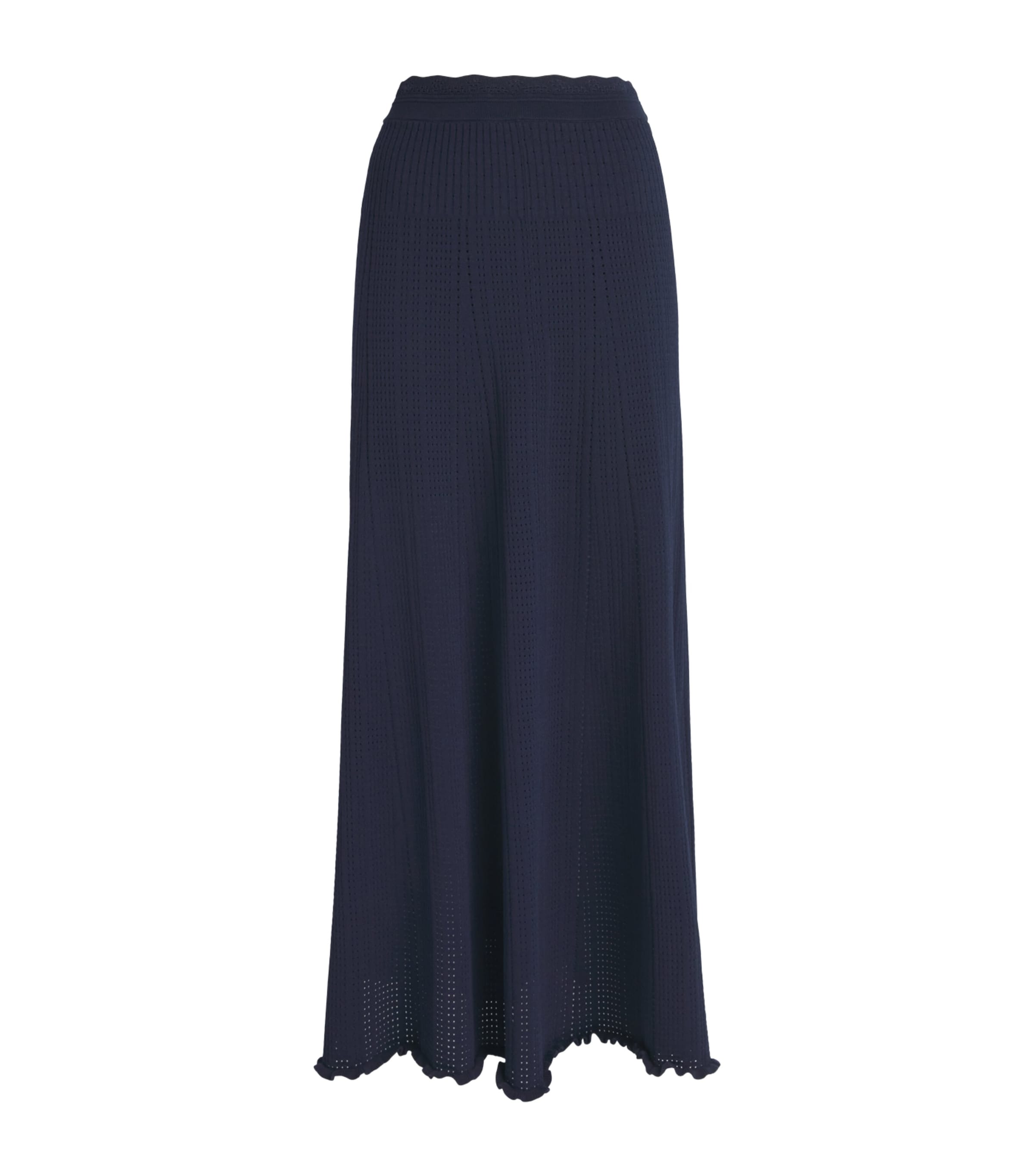 Sandro Paris Womens Pointelle Maxi Skirt Navy Blue Image 1