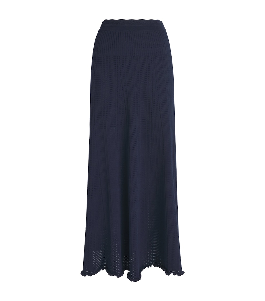 Sandro Paris Womens Pointelle Maxi Skirt Navy Blue Image 1