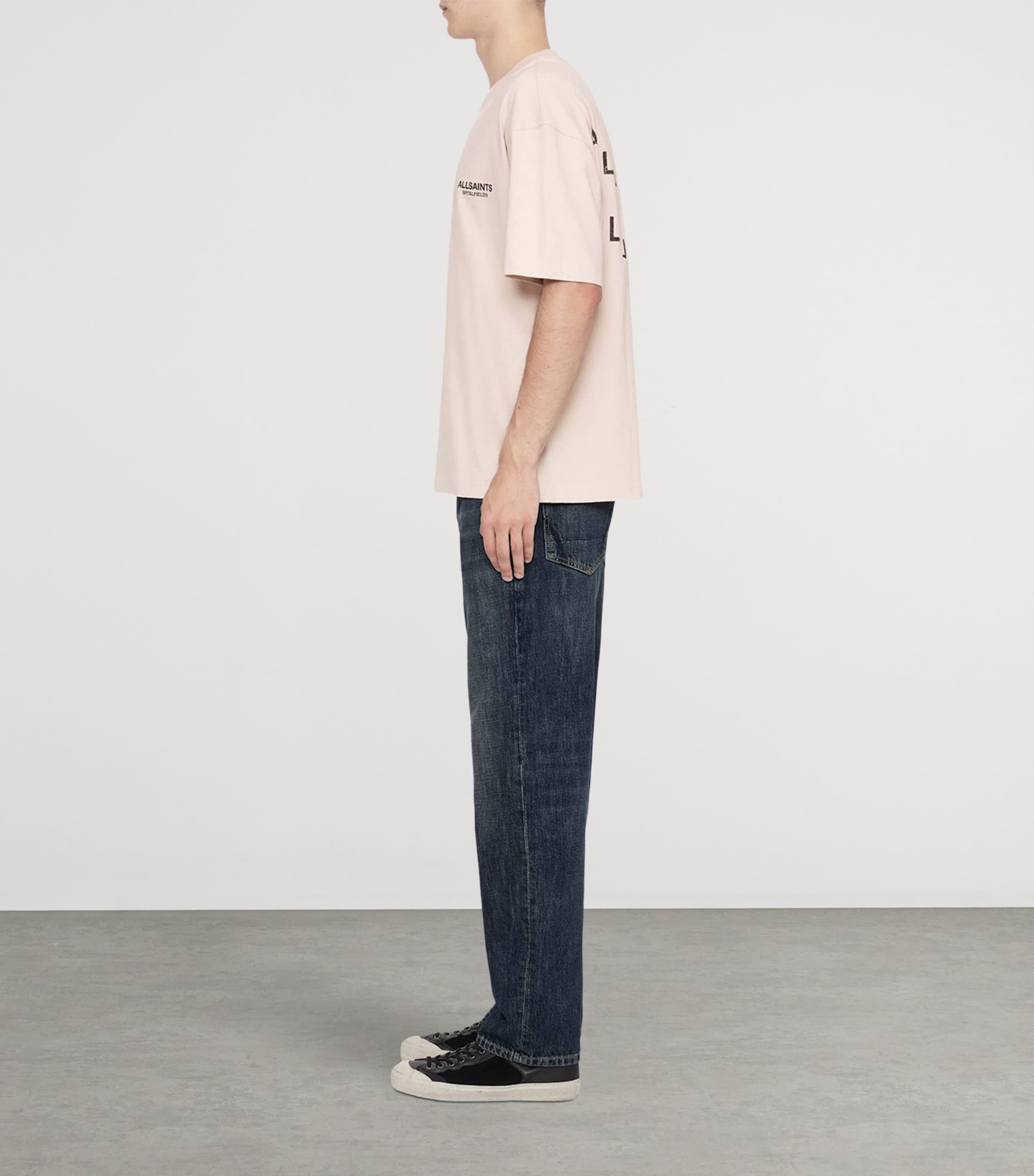 AllSaints Mens Organic Cotton Shadow T-Shirt Taupe White Image 8