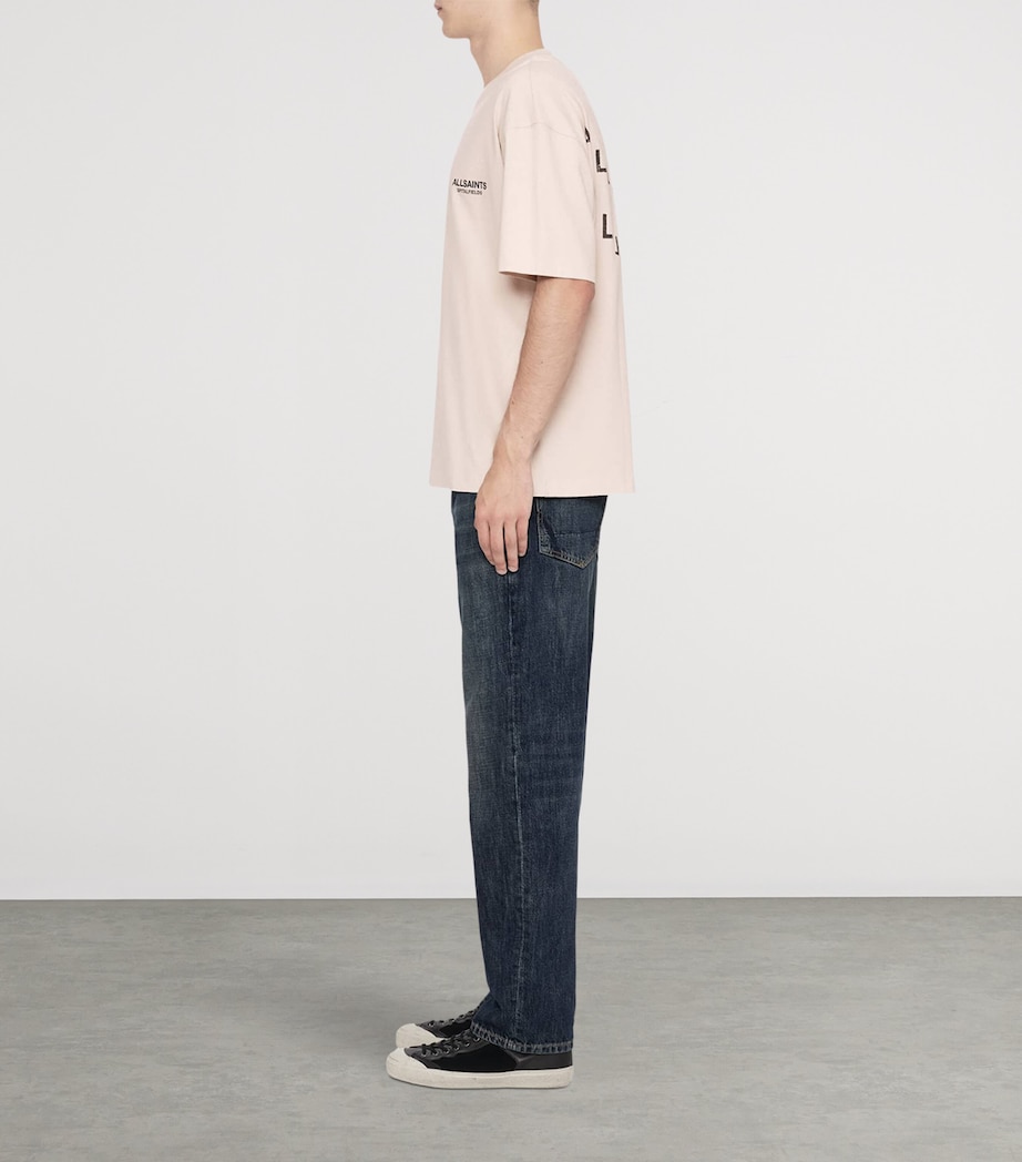 AllSaints Mens Organic Cotton Shadow T-Shirt Taupe White Image 8