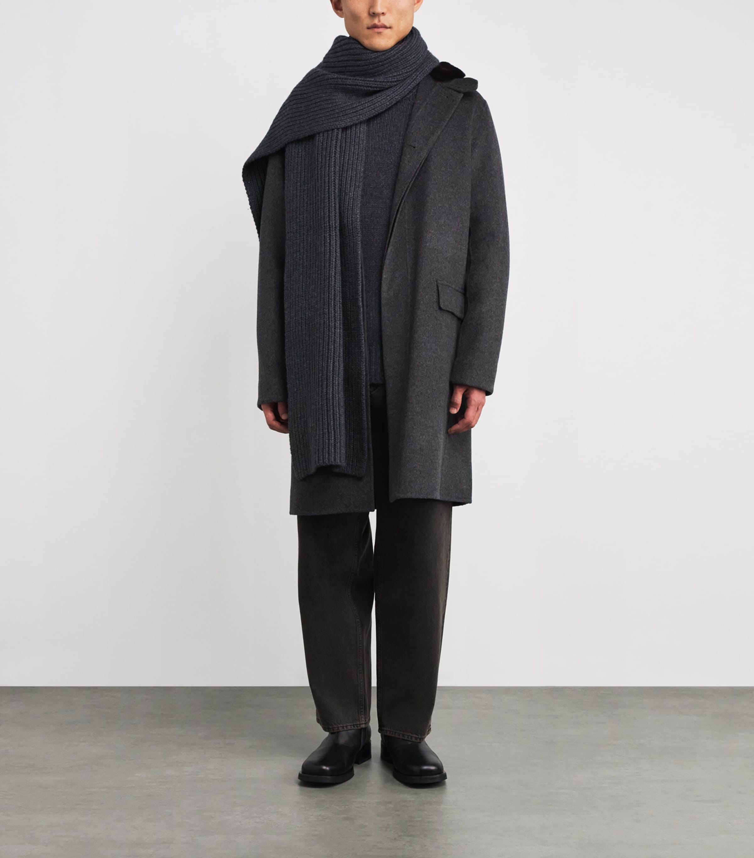 Wool-Cashmere Mink-Collar Overcoat A9124 GRIS CHINE Image 2