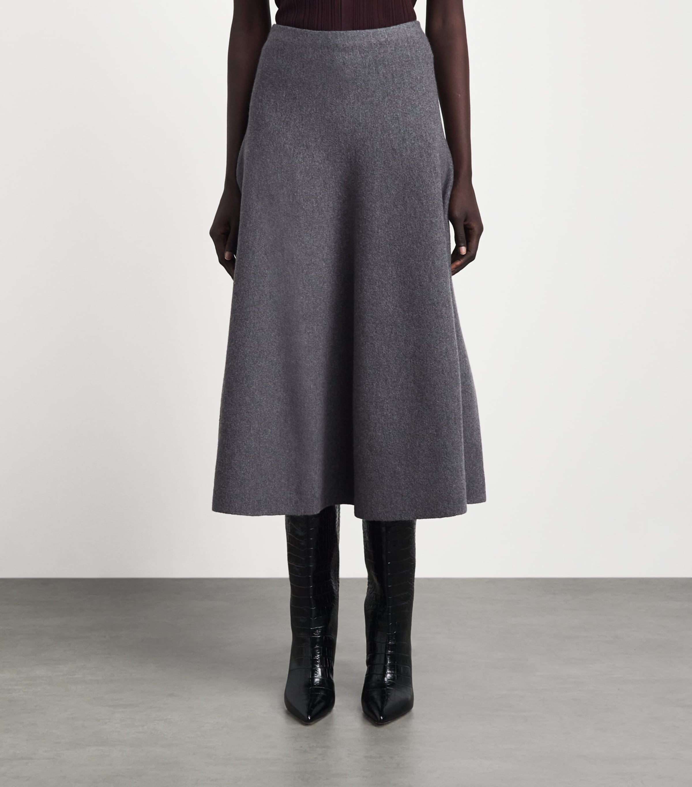 Brandon Maxwell Womens Virgin Wool Miller Midi Skirt Heather Grey Image 4